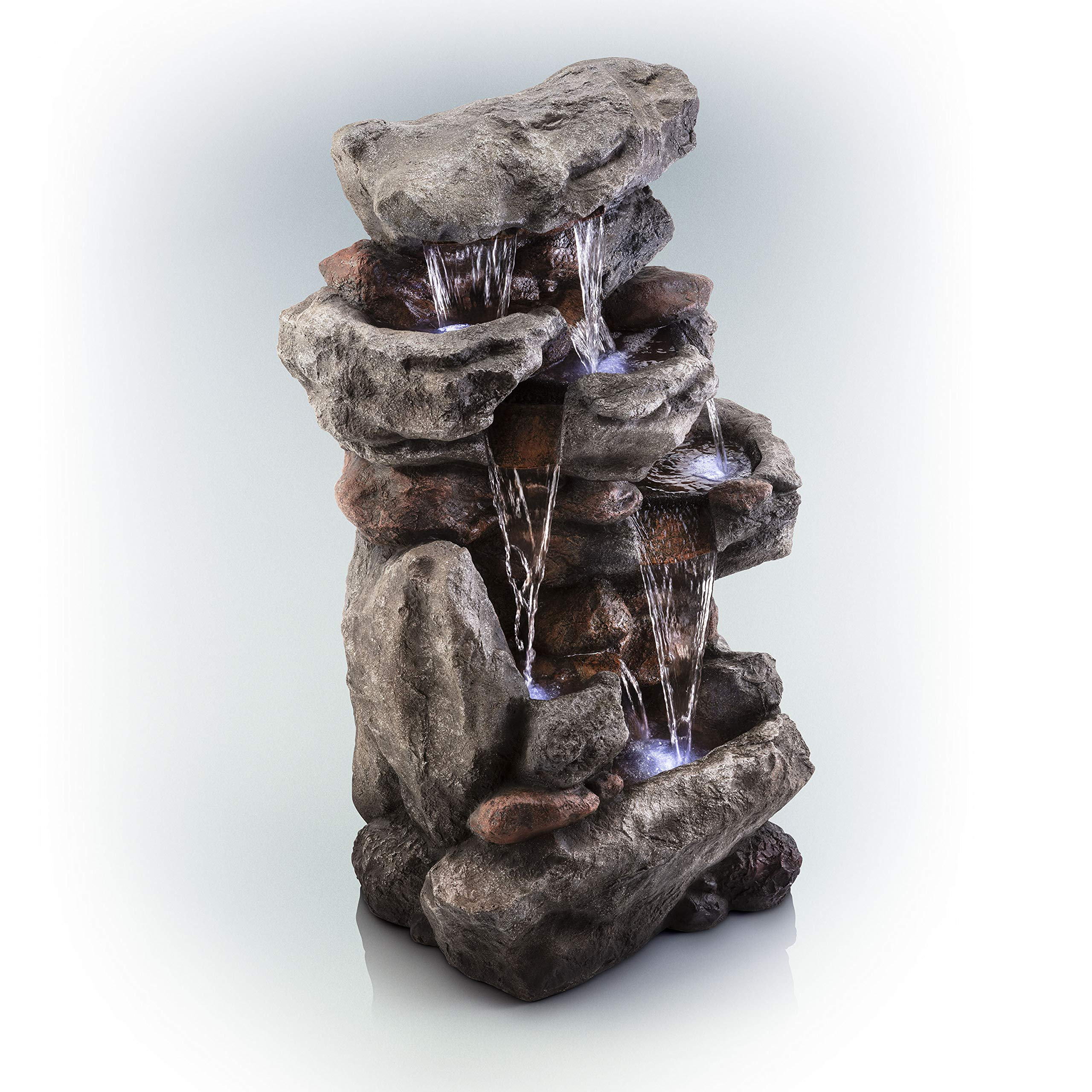 Rainforest Rock Tiered LED Lights Floor Fountain
