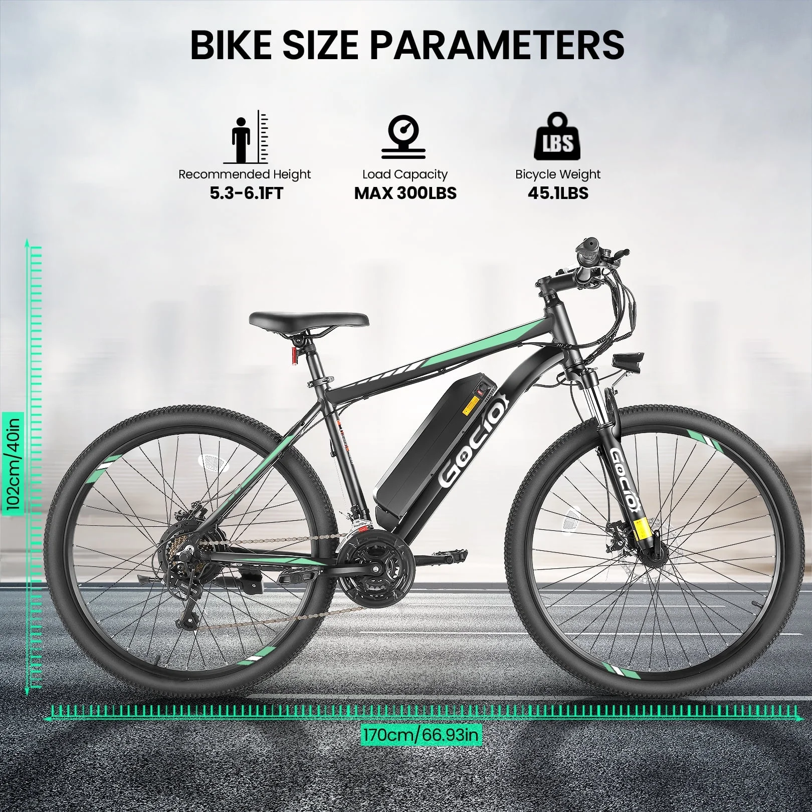 Gocio 26in Electric Mountain Bike, 350W, 36V 374.4Wh