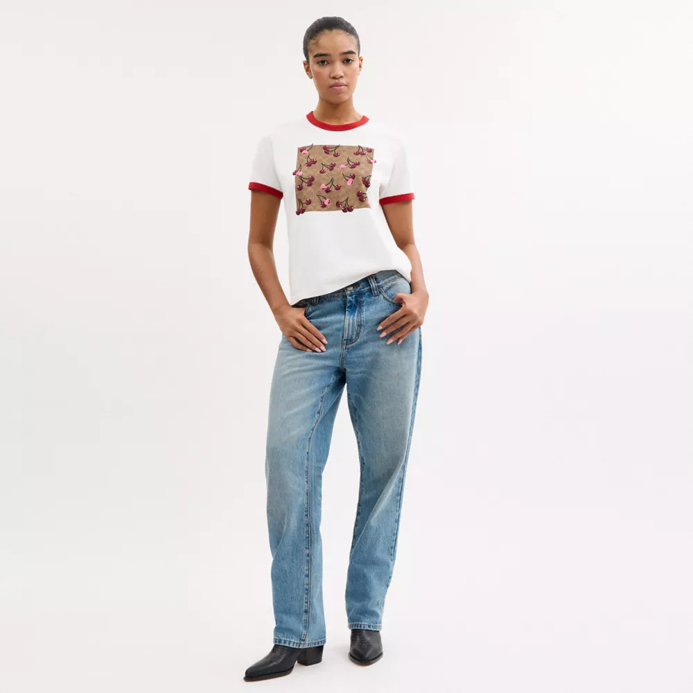 Signature Square Cherry T Shirt In Organic Cotton