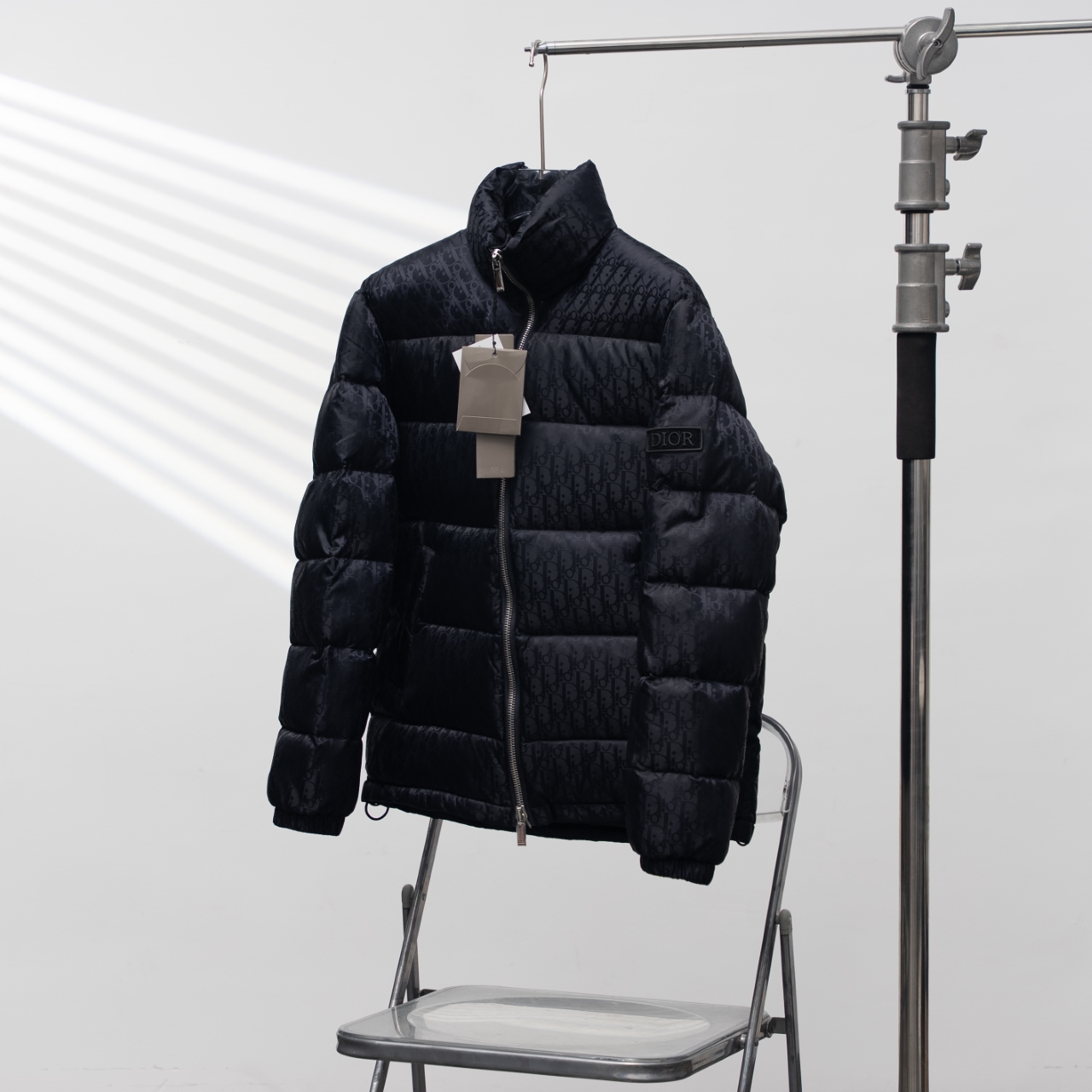 DIOR Oblique Allover Print Stand Collar Men's Down Jacket