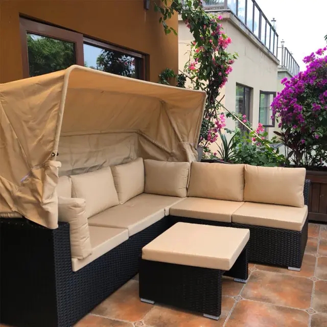 Outdoor rattan sofa courtyard open-air canopy shade waterproof