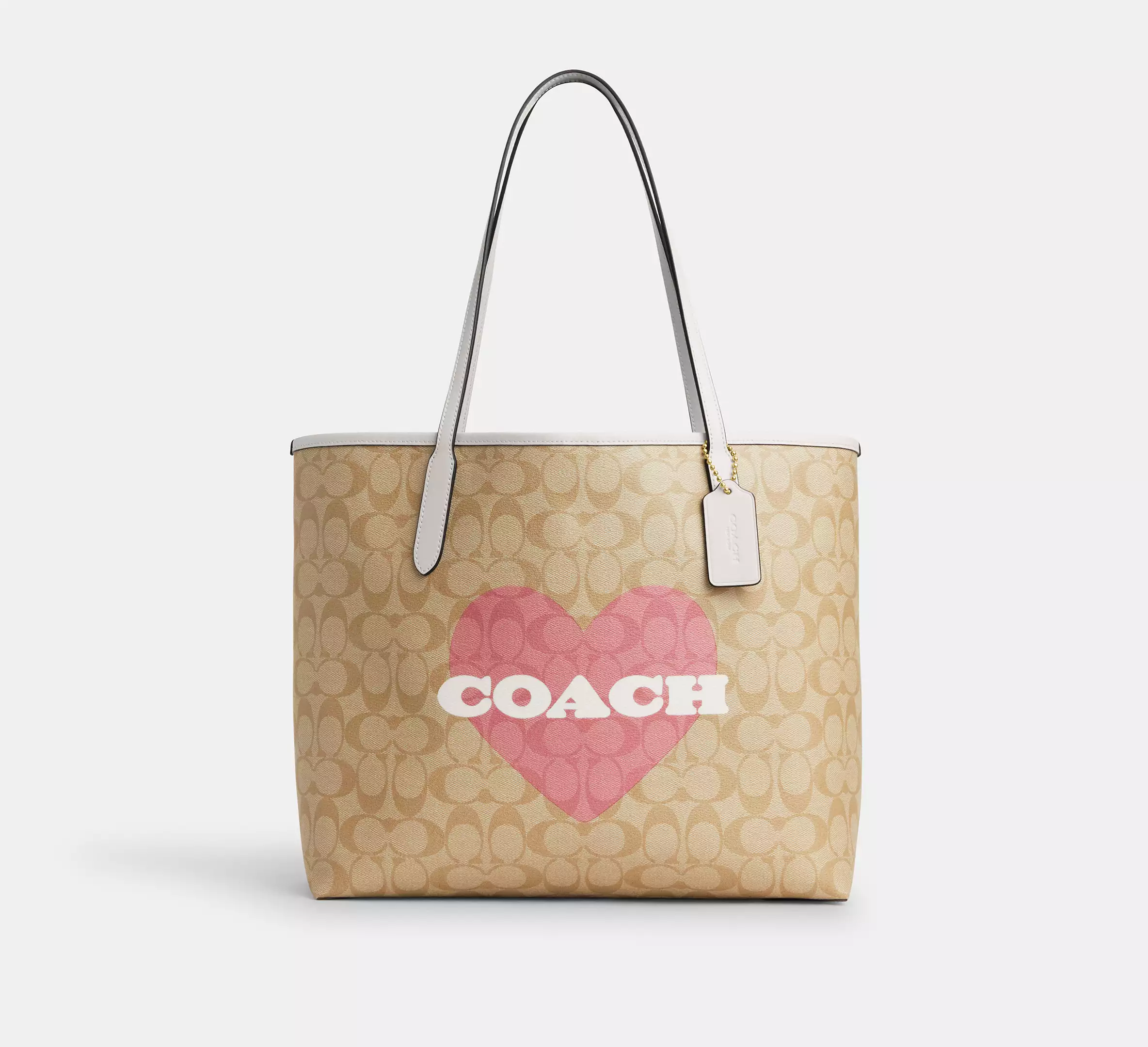City Tote In Signature Canvas With Heart Print