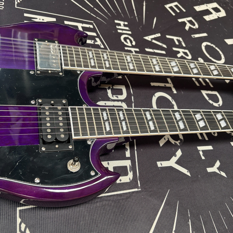 Purple Limited Edition SG 1275 Double Neck Electric Guitar Solid 12/6 Jimmy Page