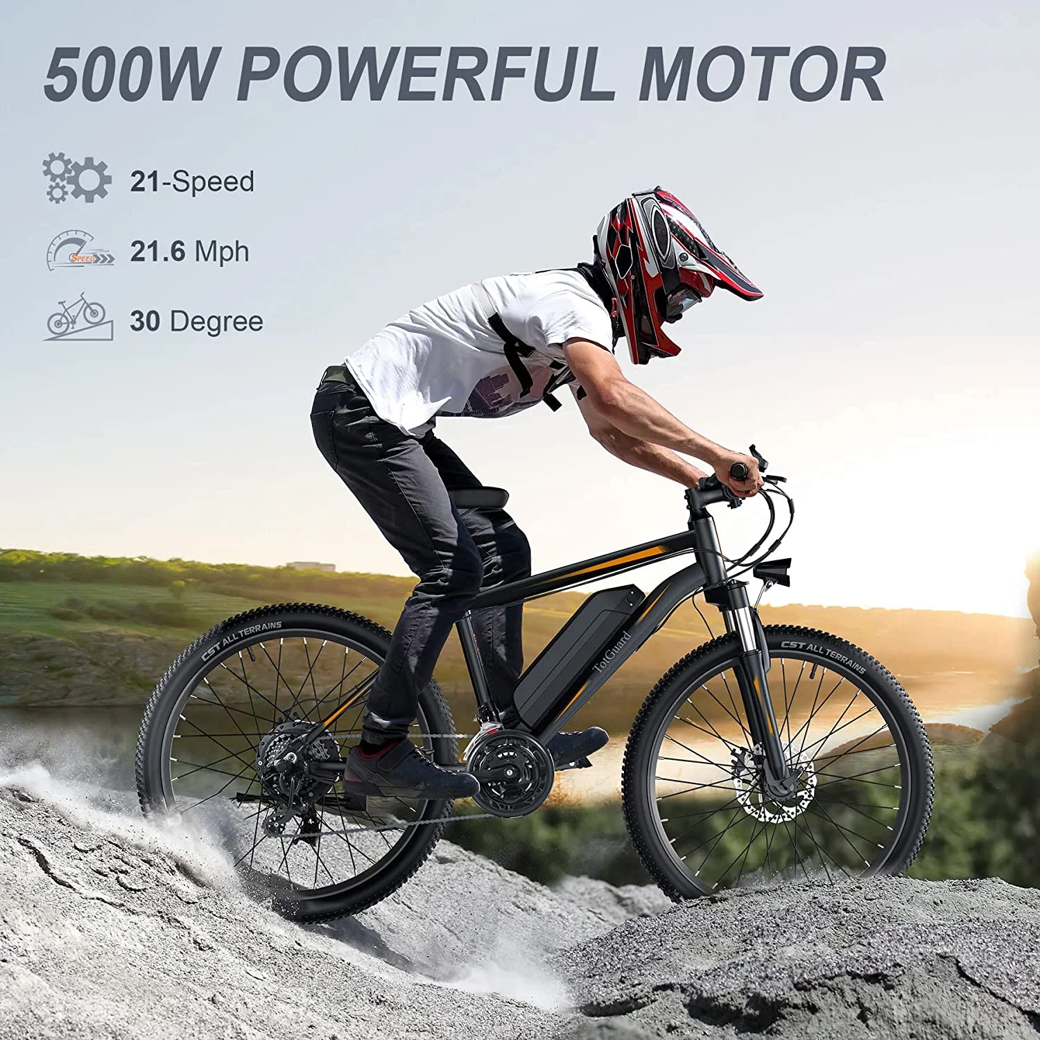 TotGuard 27.5in Electric Mountain Bike, 500W, 48V 10Ah
