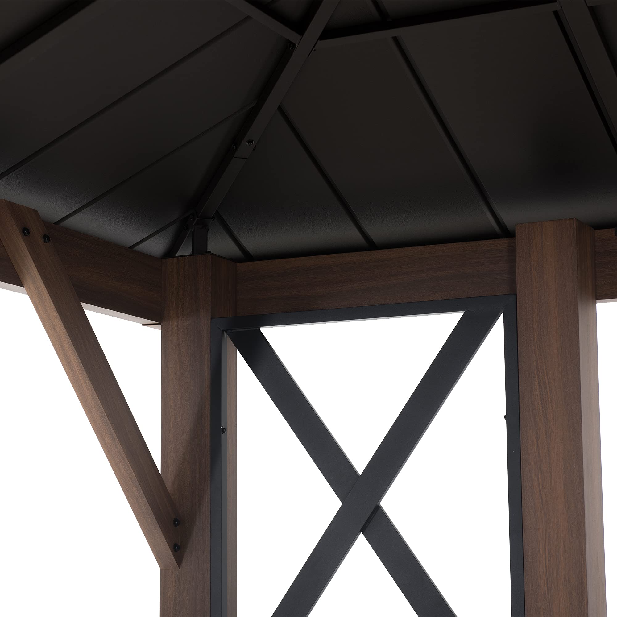 Outdoor Steel Hardtop Gazebo with Planters & Ceiling Hook for