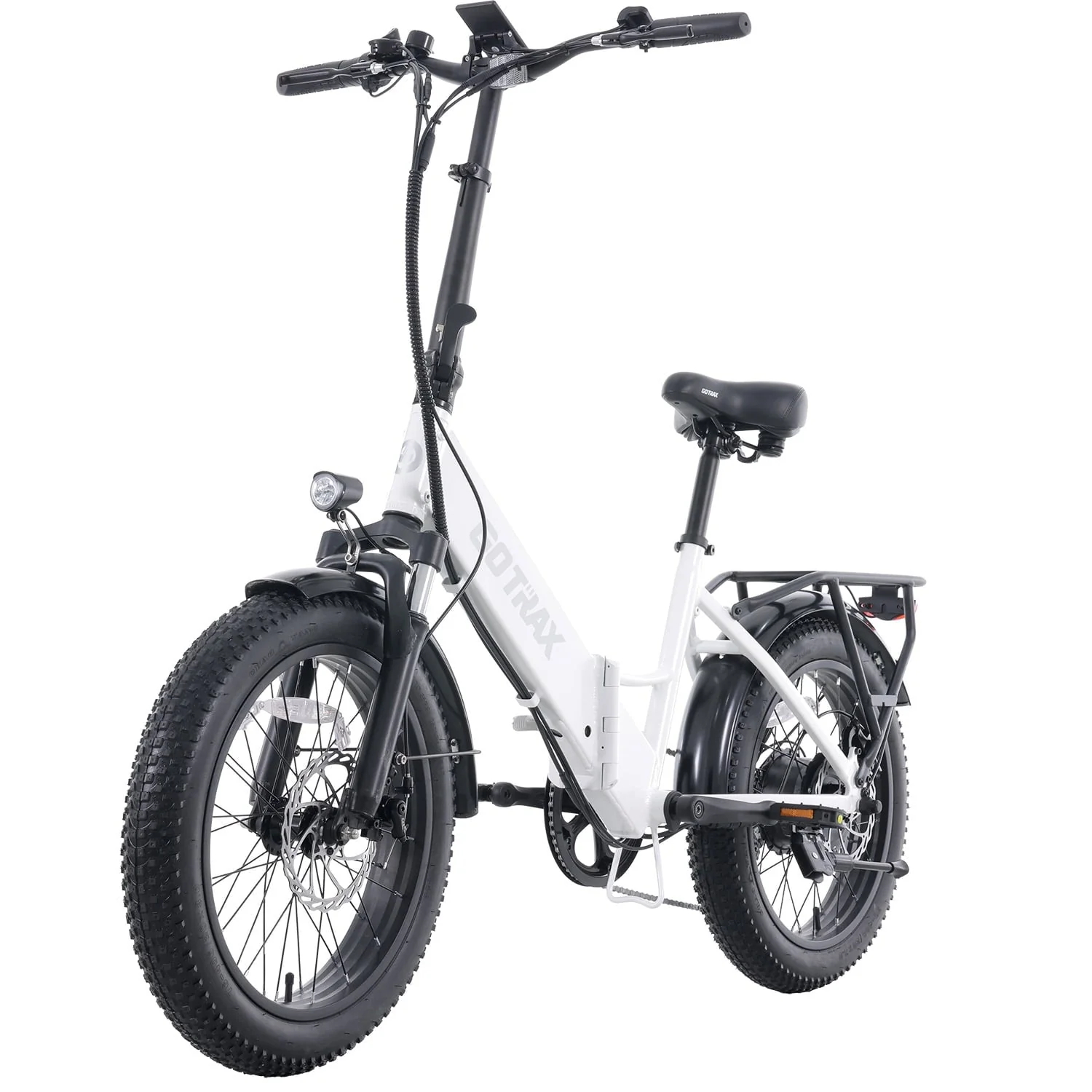F2 20in Folding Fat Tire Electric Bike, 500W, 48V, White