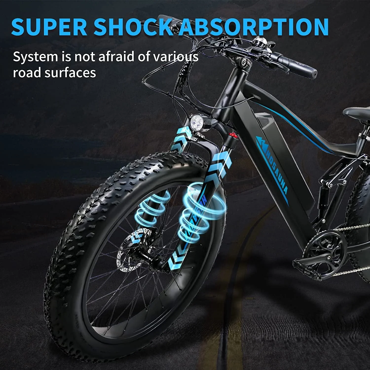 26in Fat Tire Electric Mountain Bike, 500W, 48V 15Ah, Black