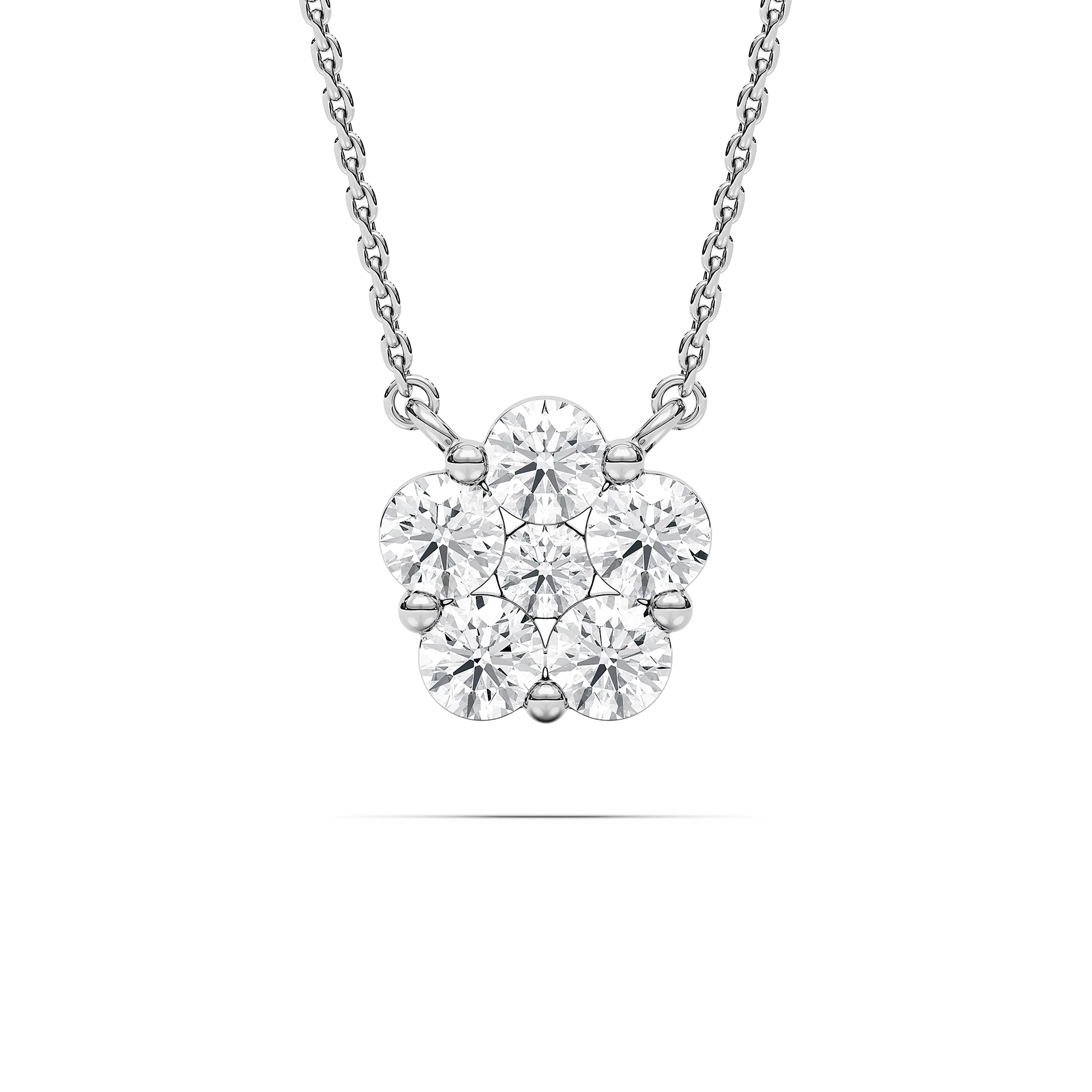 1 ctw Round Lab Grown Diamond Blooming Beauty Flower Pendant  - 18 Inches
