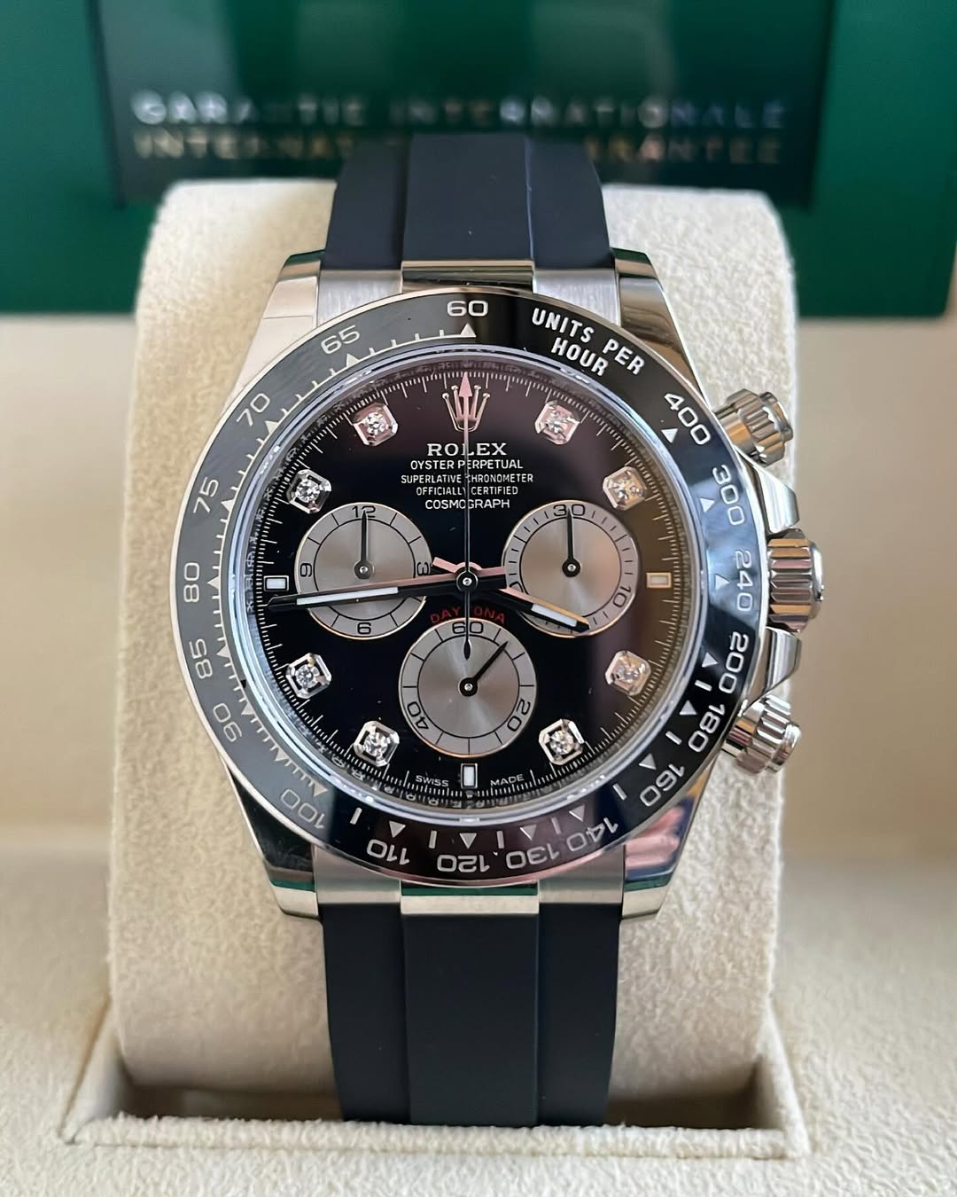 【Super Clone】Daytona White Gold / Ceramic / Black / Diamond-Set / Oysterflex  m126519ln-0004