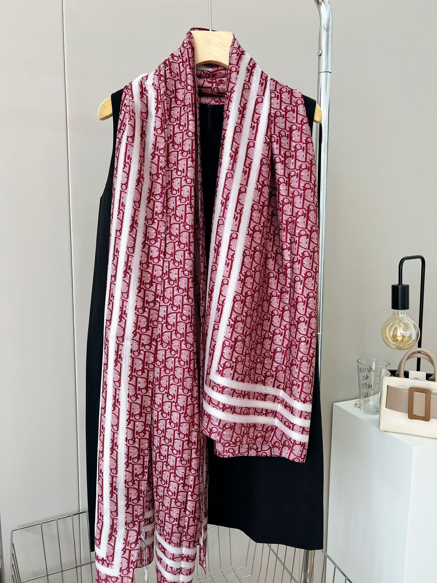 Dior Oblique Scarf Burgundy and Beige 90 x 180 cm / 65 x 180 cm product images
