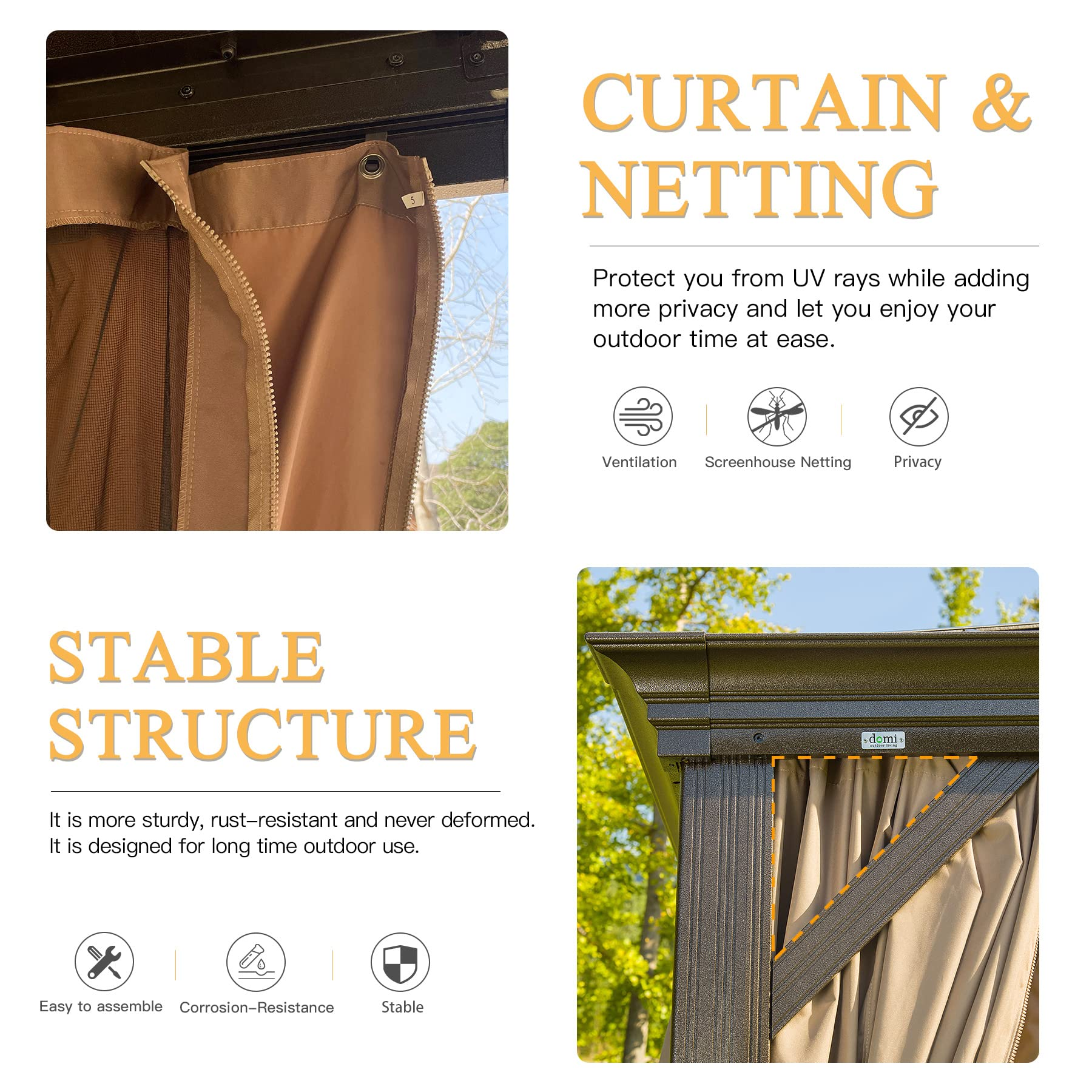 Hardtop Gazebo Aluminum Gazebos Galvanized Steel Double Canopy