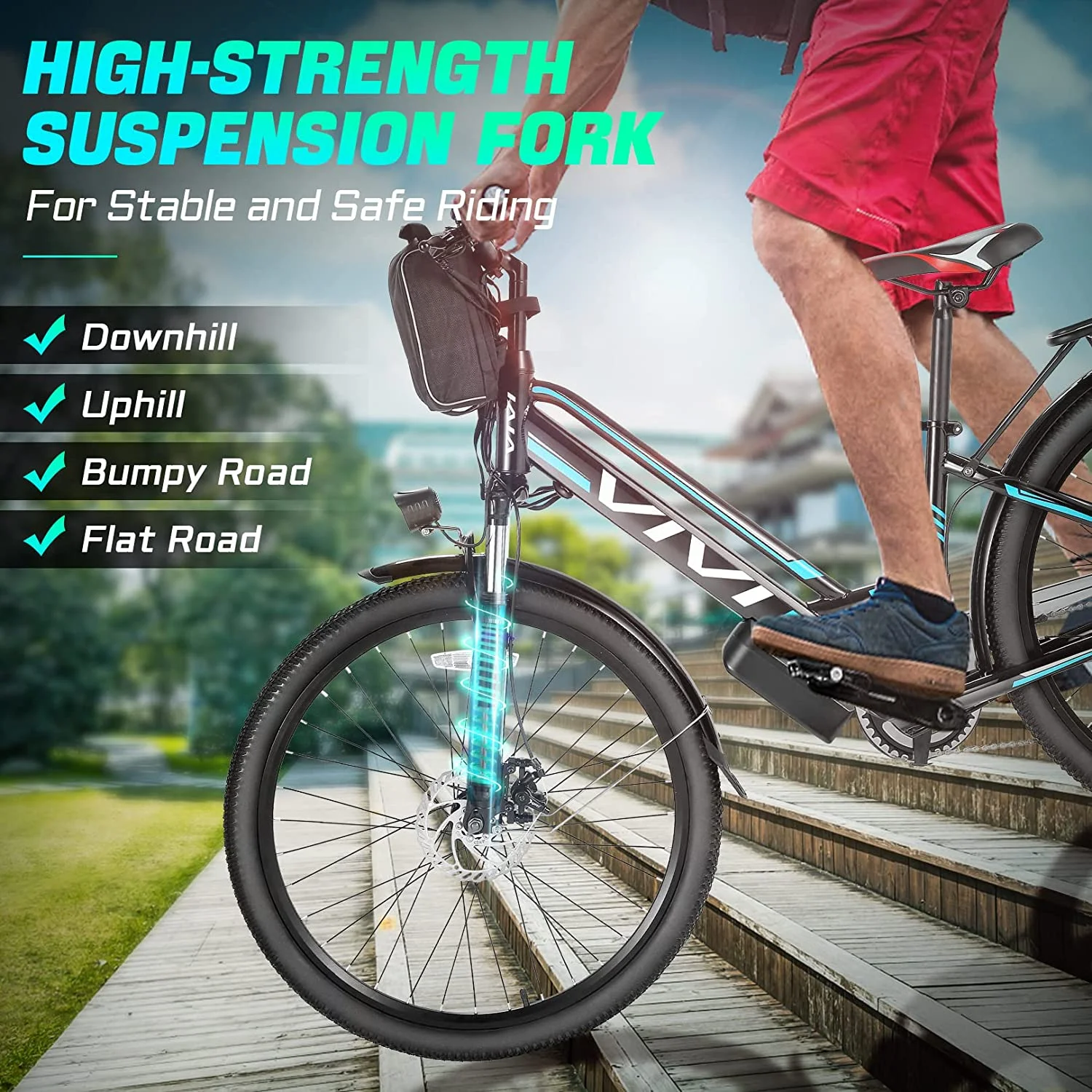 Vivi 26in Step-Through Electric Cruiser Bike, 500W, 48V