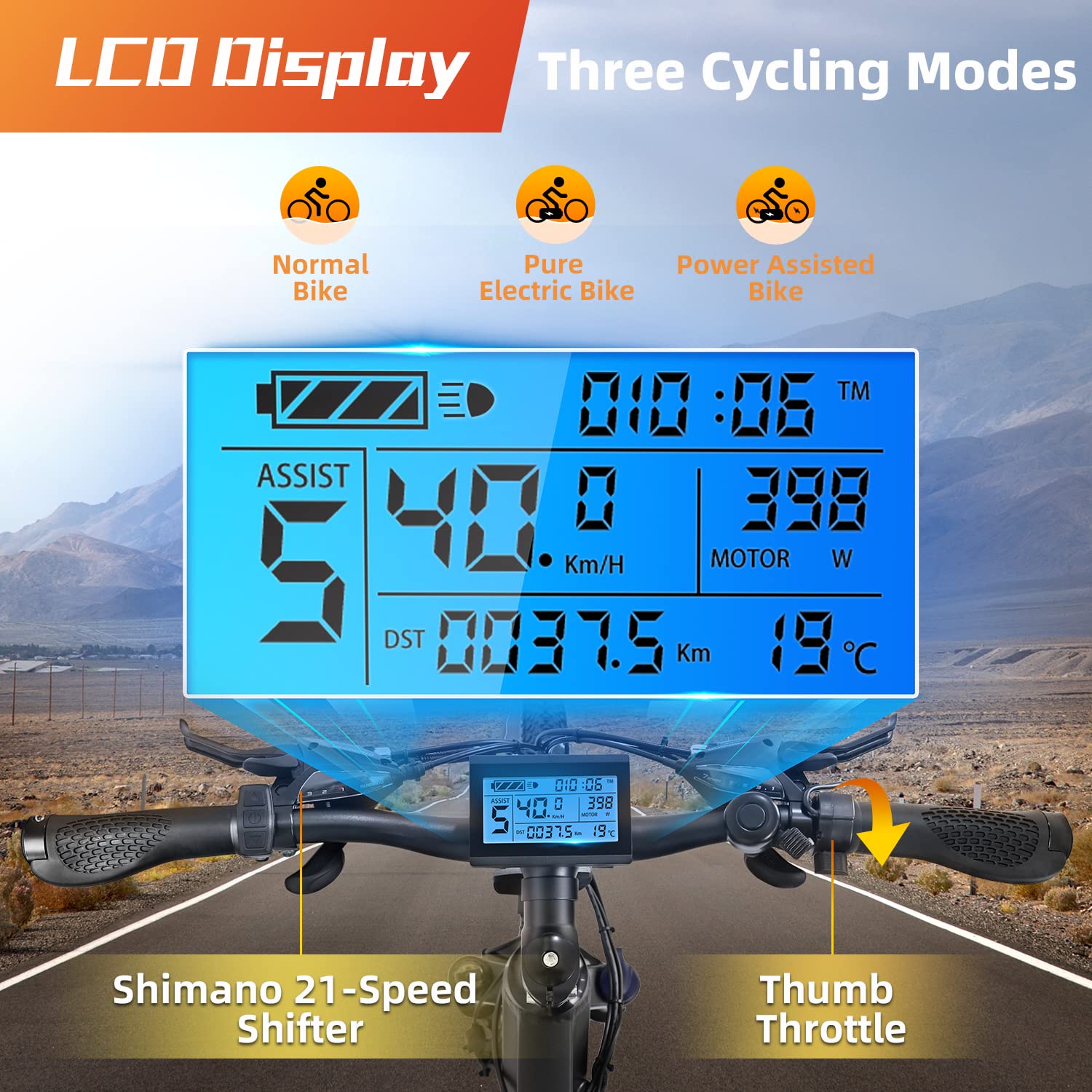 Electric Bike 750W 48V Mountain Ebikes 26