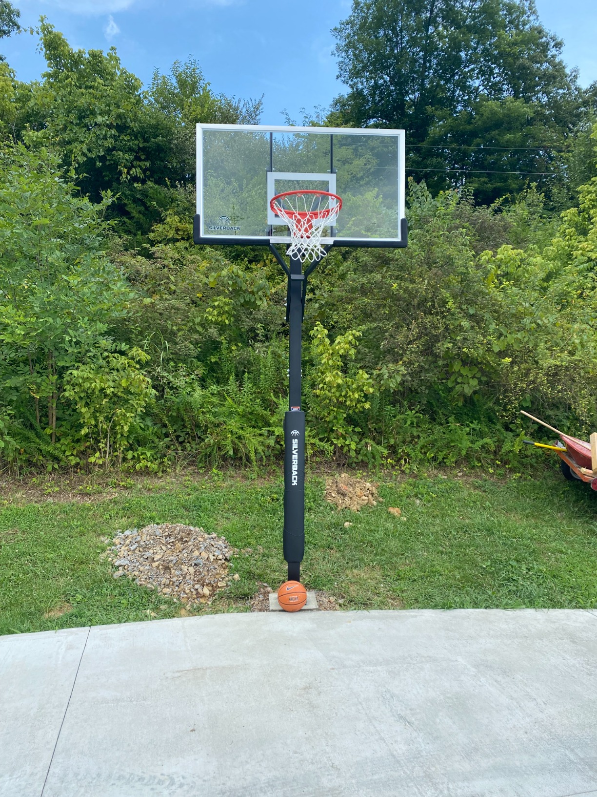 Ground Basketball Hoop with Adjustable-Height Tempered Glass