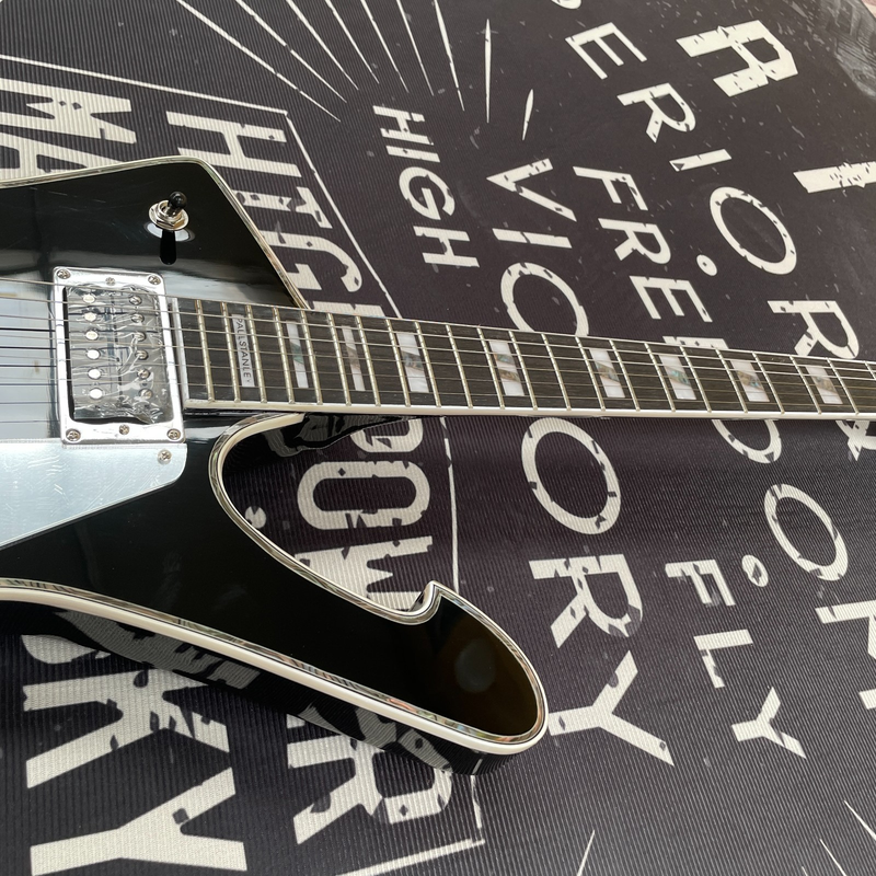 BLACK Iceman Electric Guitar 6String HH Chrome Bridge Free Shipping