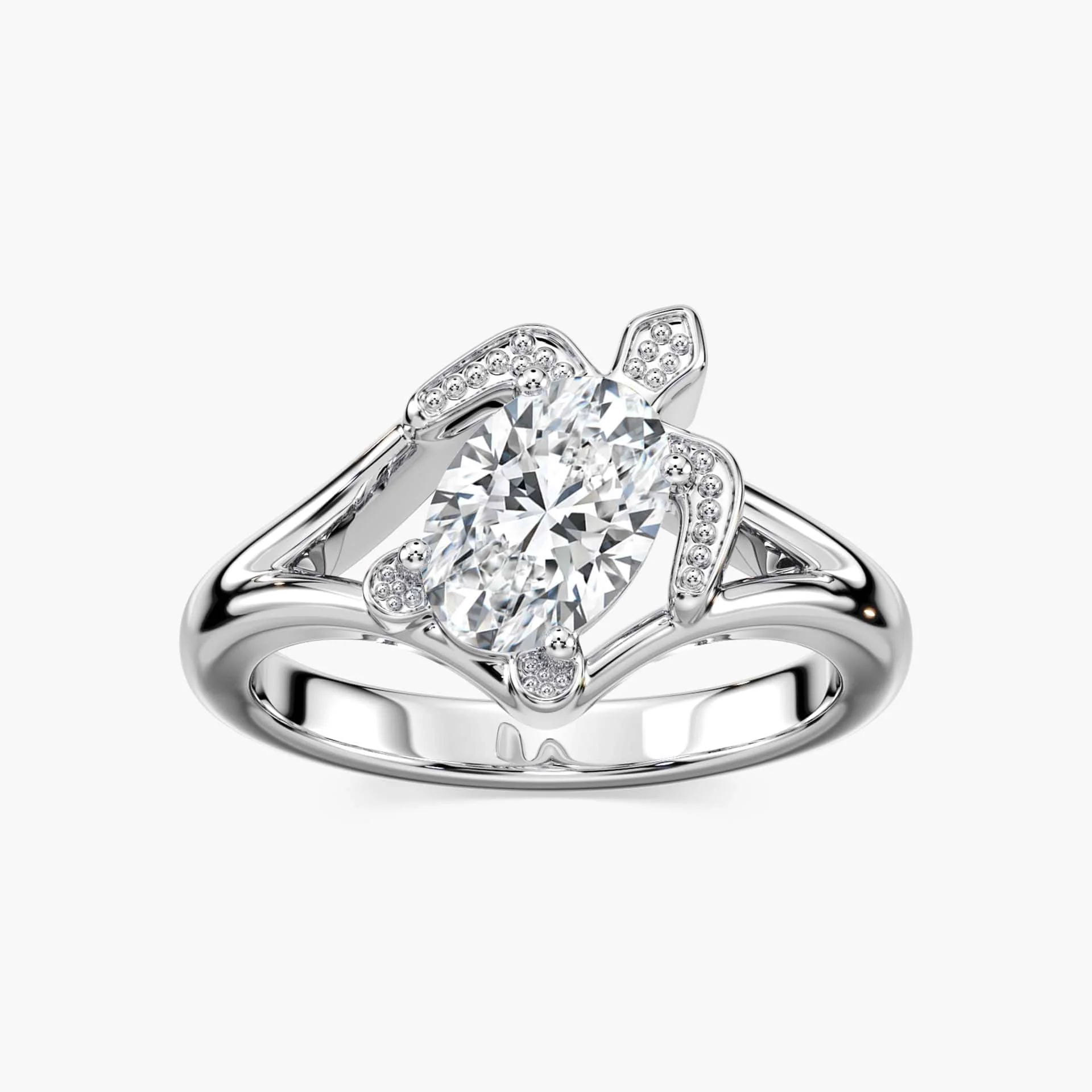 Frannie Oval Lab Grown Diamond Crush Turtle Solitaire Engagement Ring