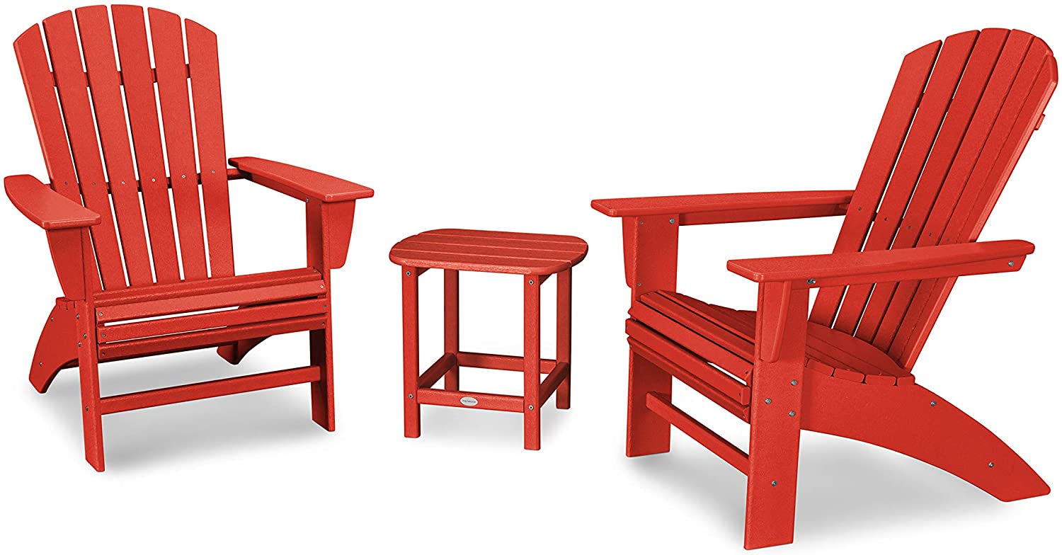 Nautical 3-Piece Curveback Adirondack Chair Set with Side Table