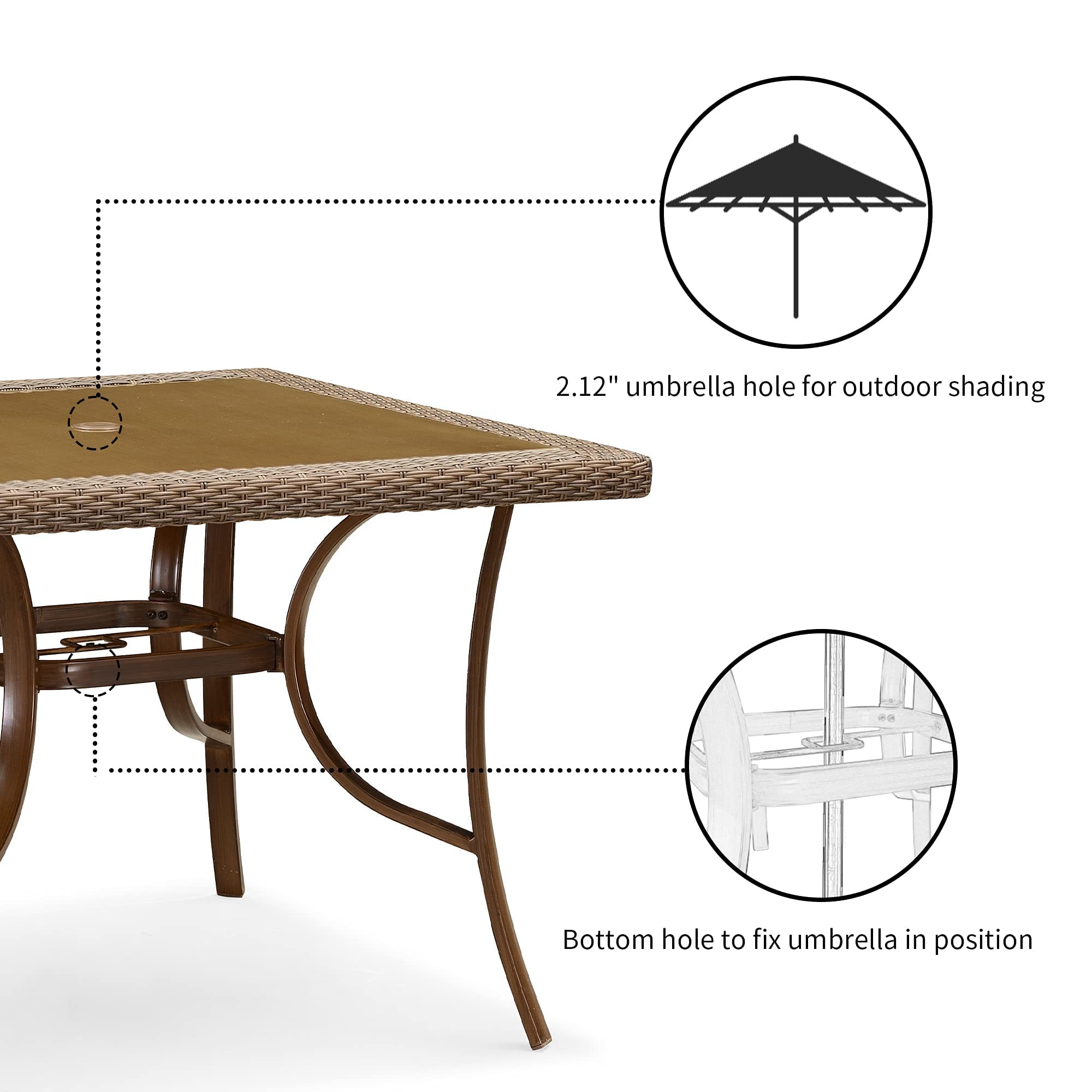 Wicker Patio Furniture Sets Rectangular Tempered Glass Top