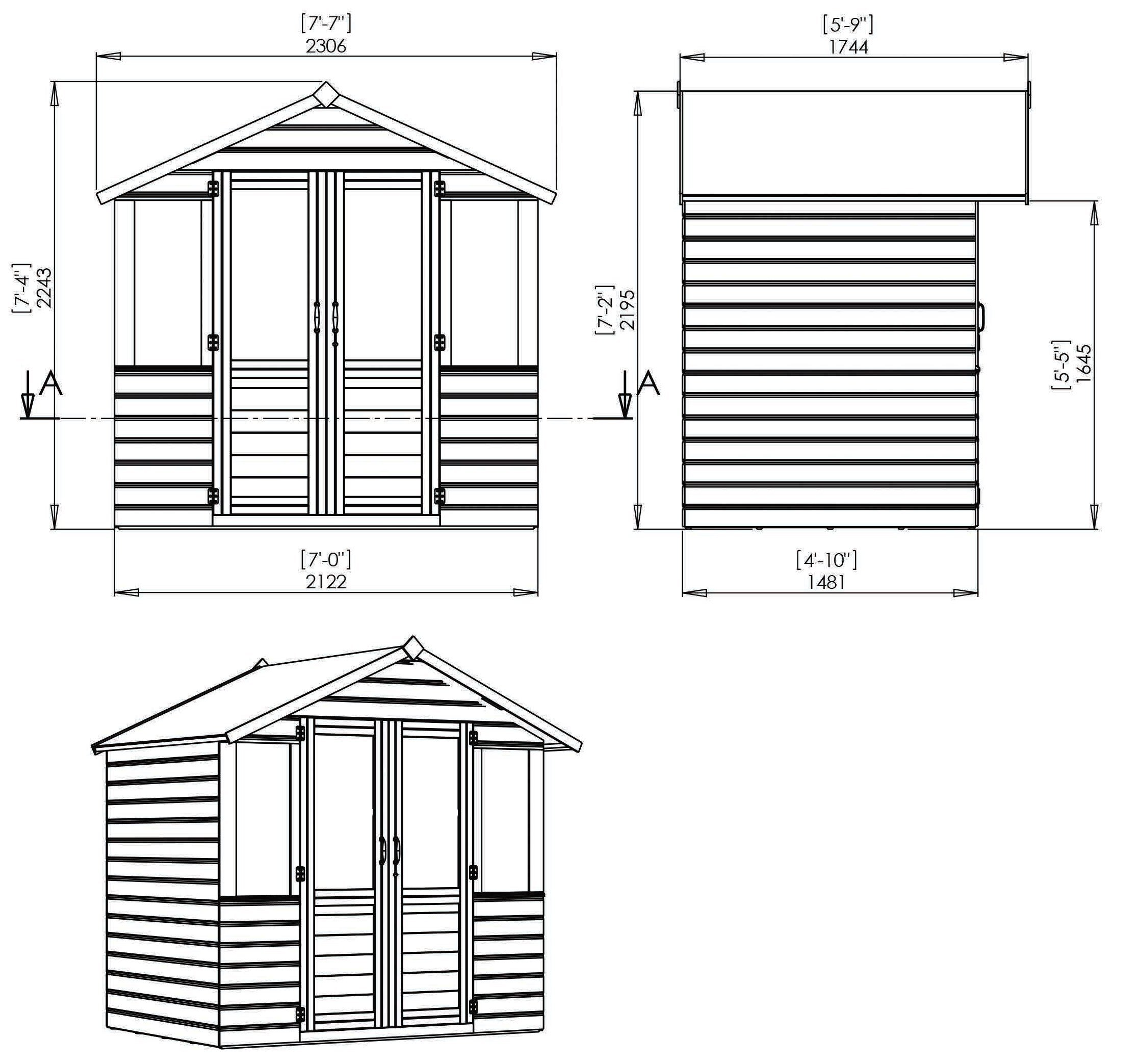 7x5 Summerhouse with Half Glazed Doors