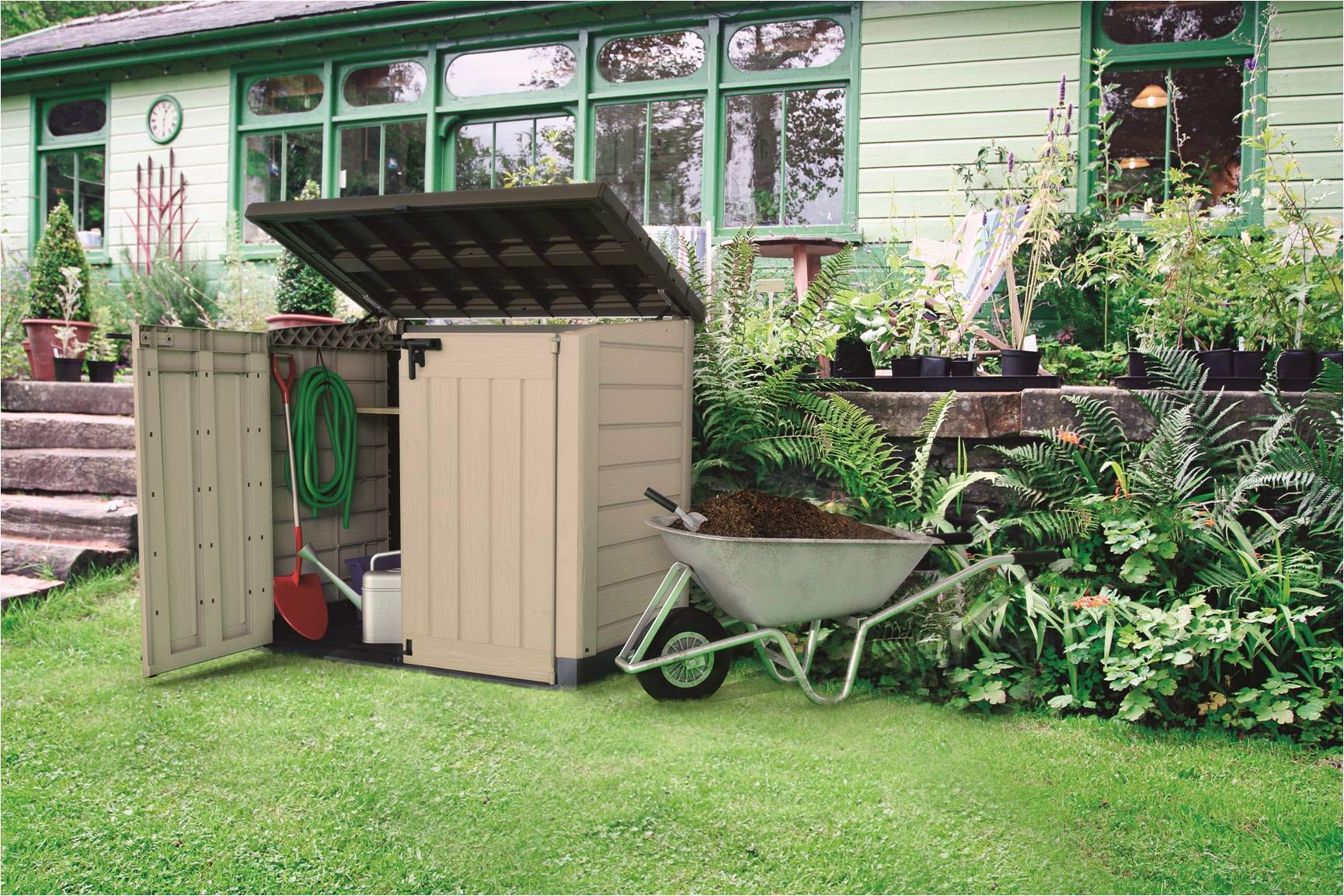 Plastic Storage Unit Box Garden Sheds Wheelie Bins for Tools