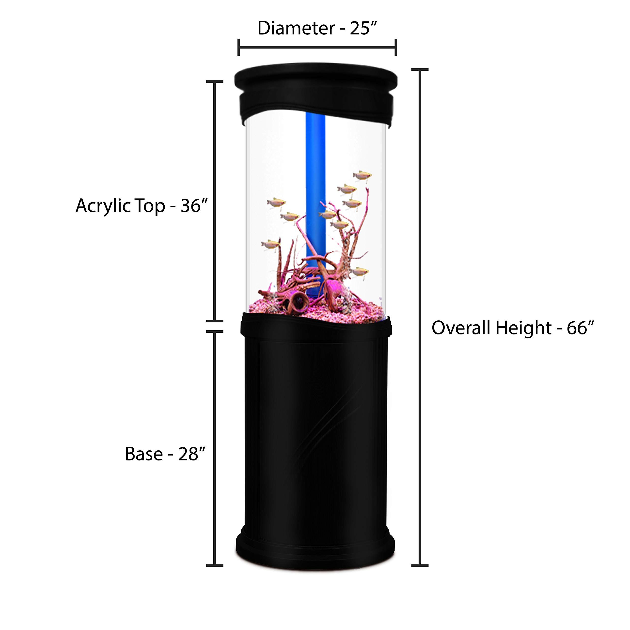 Aqualic 360 Acrylic Aquarium Cylinder Fish Tank 70 Gallons w/