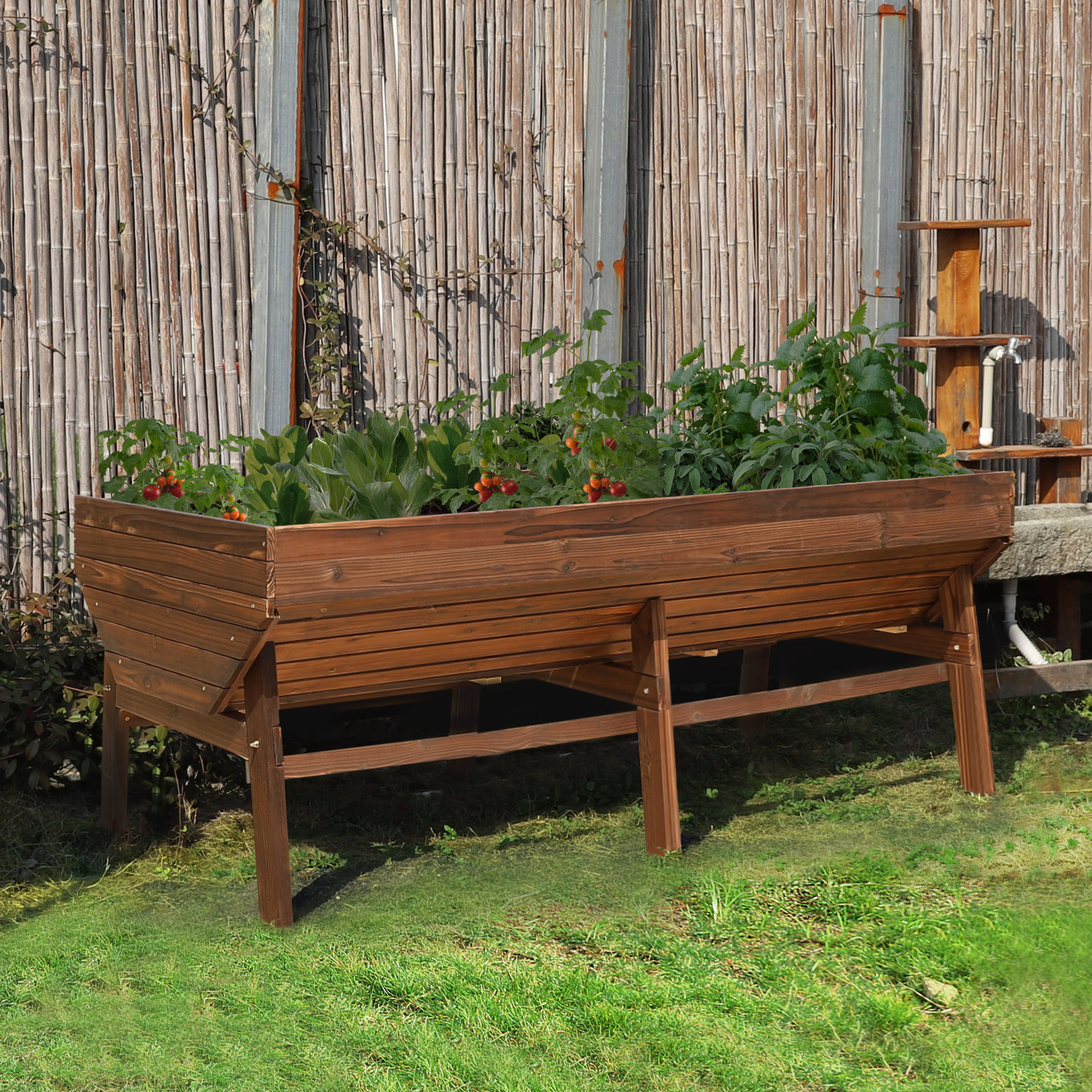 Longley Guarani Wood Elevated Planter