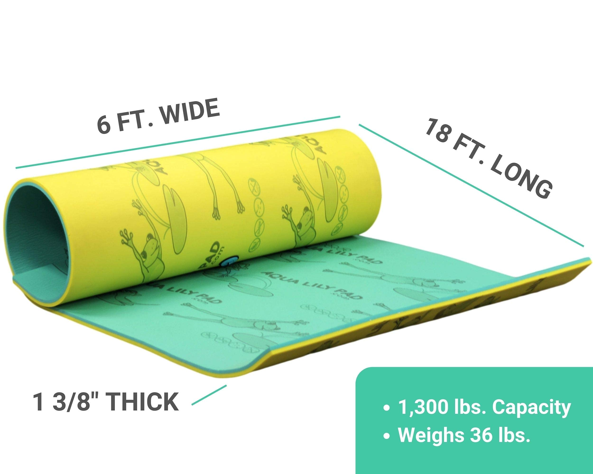 Floating Water Mat, 2 Layer FlexCore Green / Yellow Foam Raft