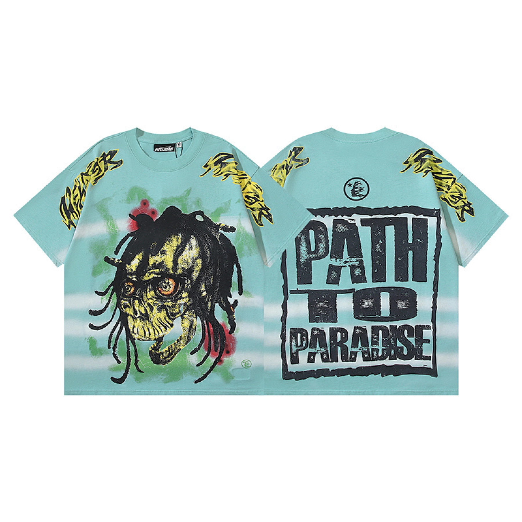 Hellstar Rasta Skull Tye-Dye T-Shirt Green
