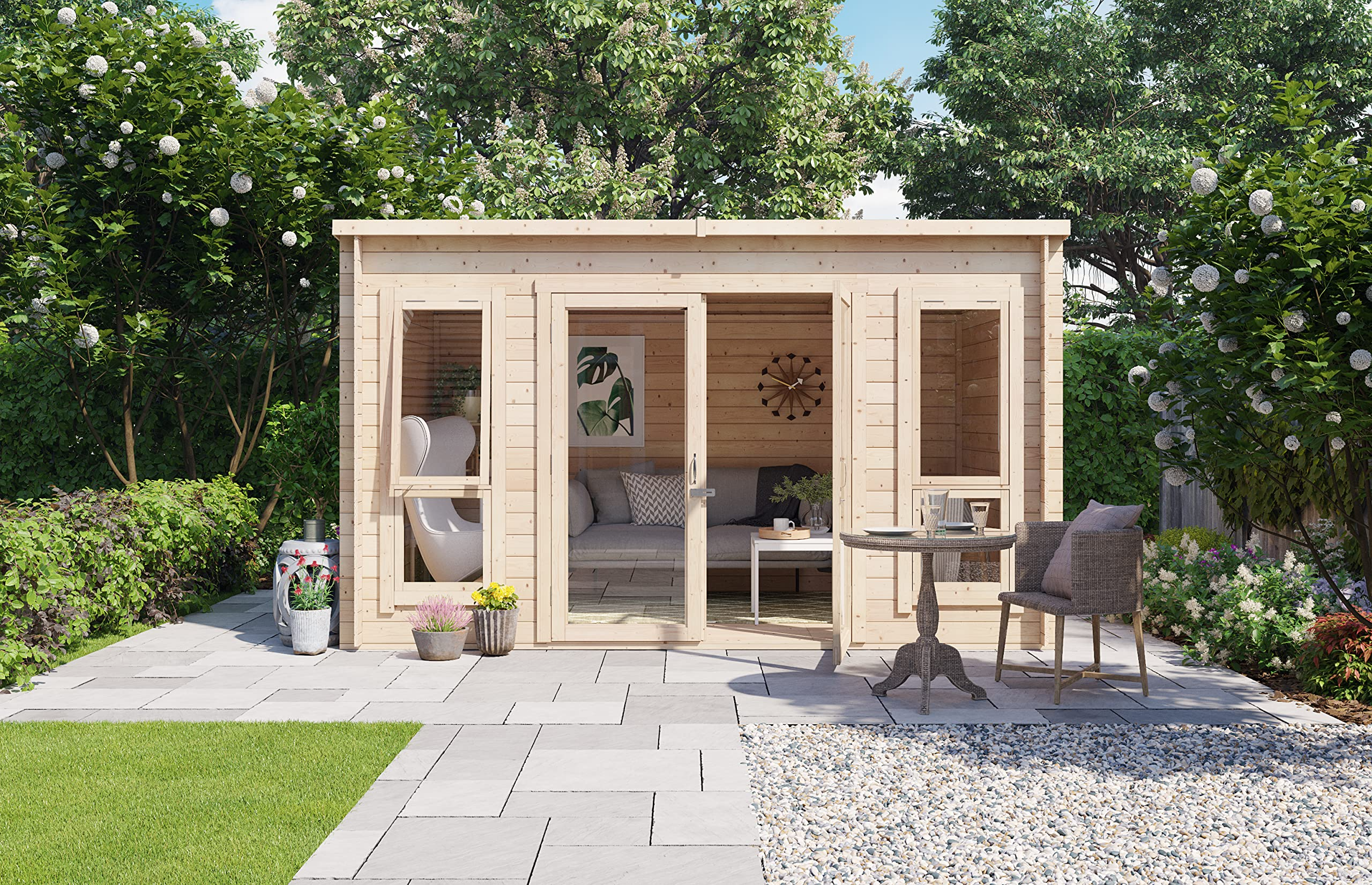 12x8 Log Cabin Summerhouse Garden Office Studio Modern Pent