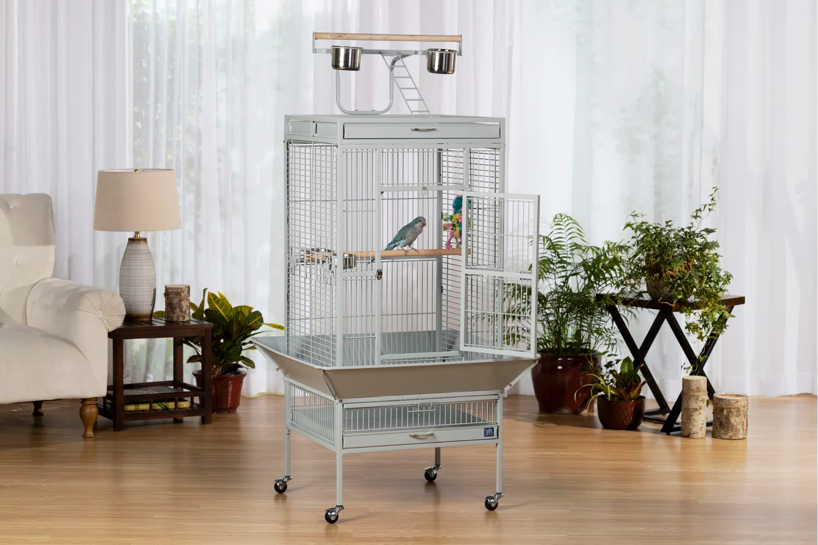 Bremer Steel Play Top Floor Bird Cage with Wheels