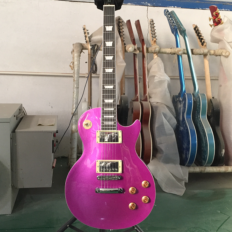LP Electric Guitar Metallic Purple H-H Pickups Chrome Hardware Guitar Top