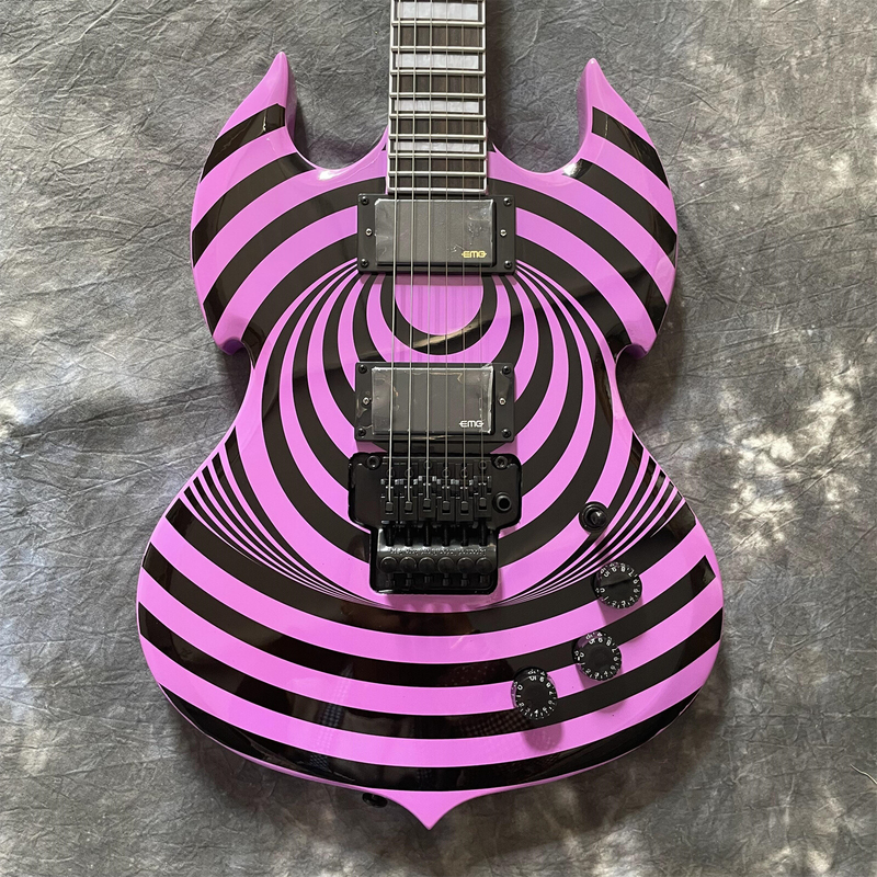 Purple Zakk Electric Guitar HH Pickups Floyd Rose Bridge Black Hardware