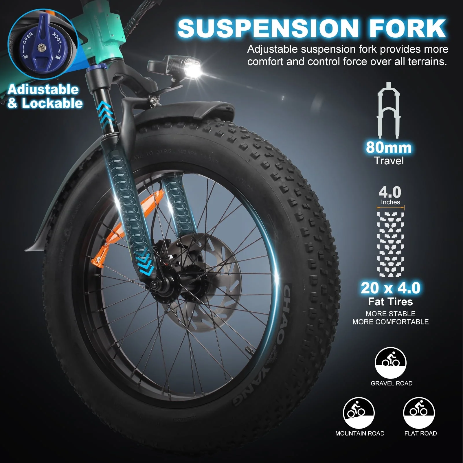 Wildeway 20in Folding Electric Bike, 750W, 48V 32Ah, Green