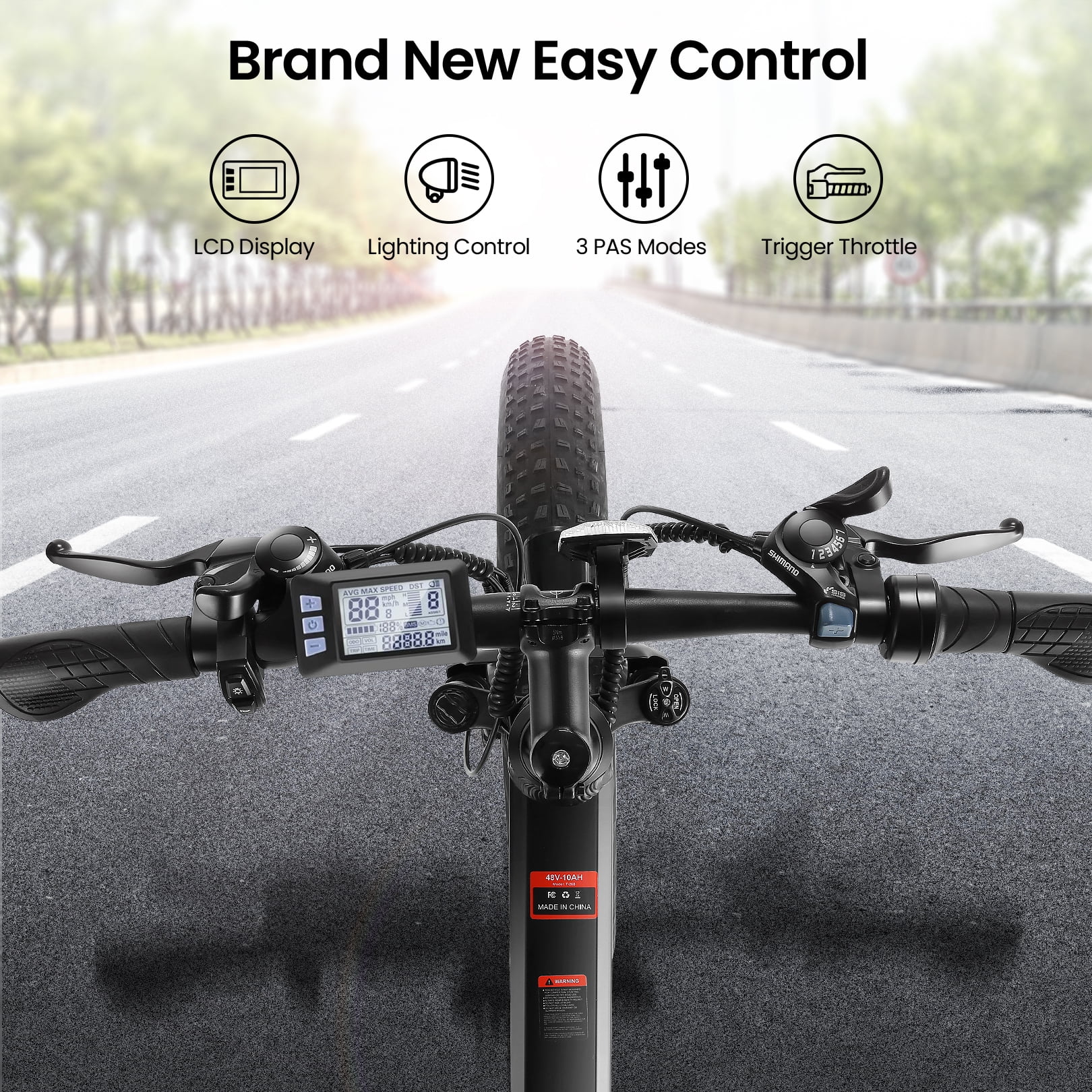 Gocio 26in Folding Fat Tire Electric Bike, 750W Peak, 48V 10.4Ah