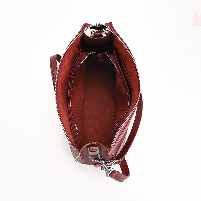 Burgundy Full-Grain Leather Shoulder Bag