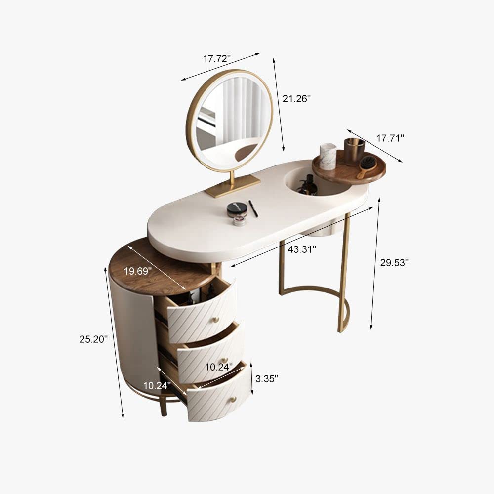 Modern Makeup Vanity Table with LED Lighted Mirror