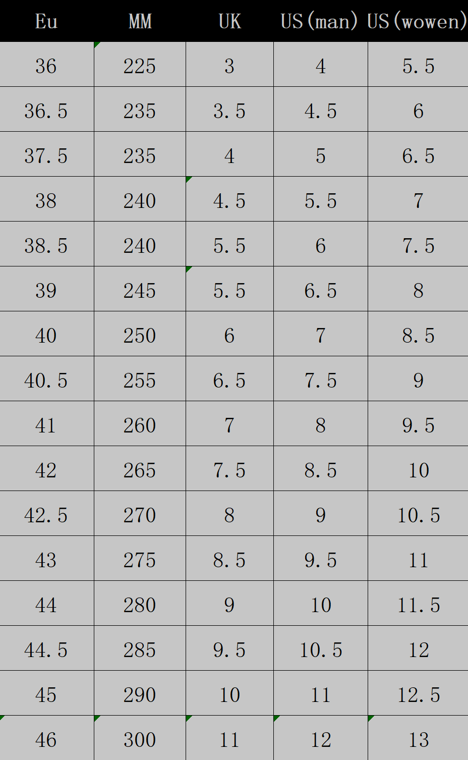 Size Chart