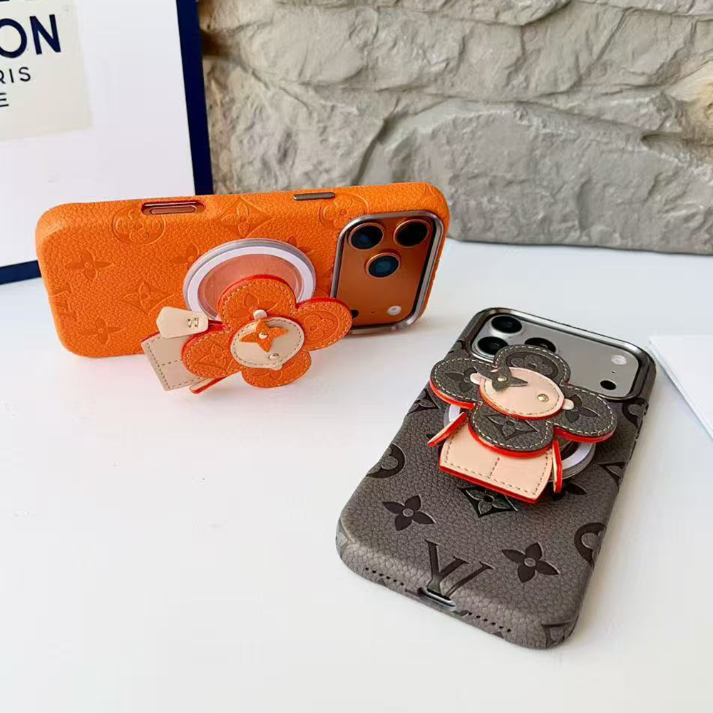 LV Monogram Cute 3D Vivienne Doll Card Holder Stand Luxury Phone Case