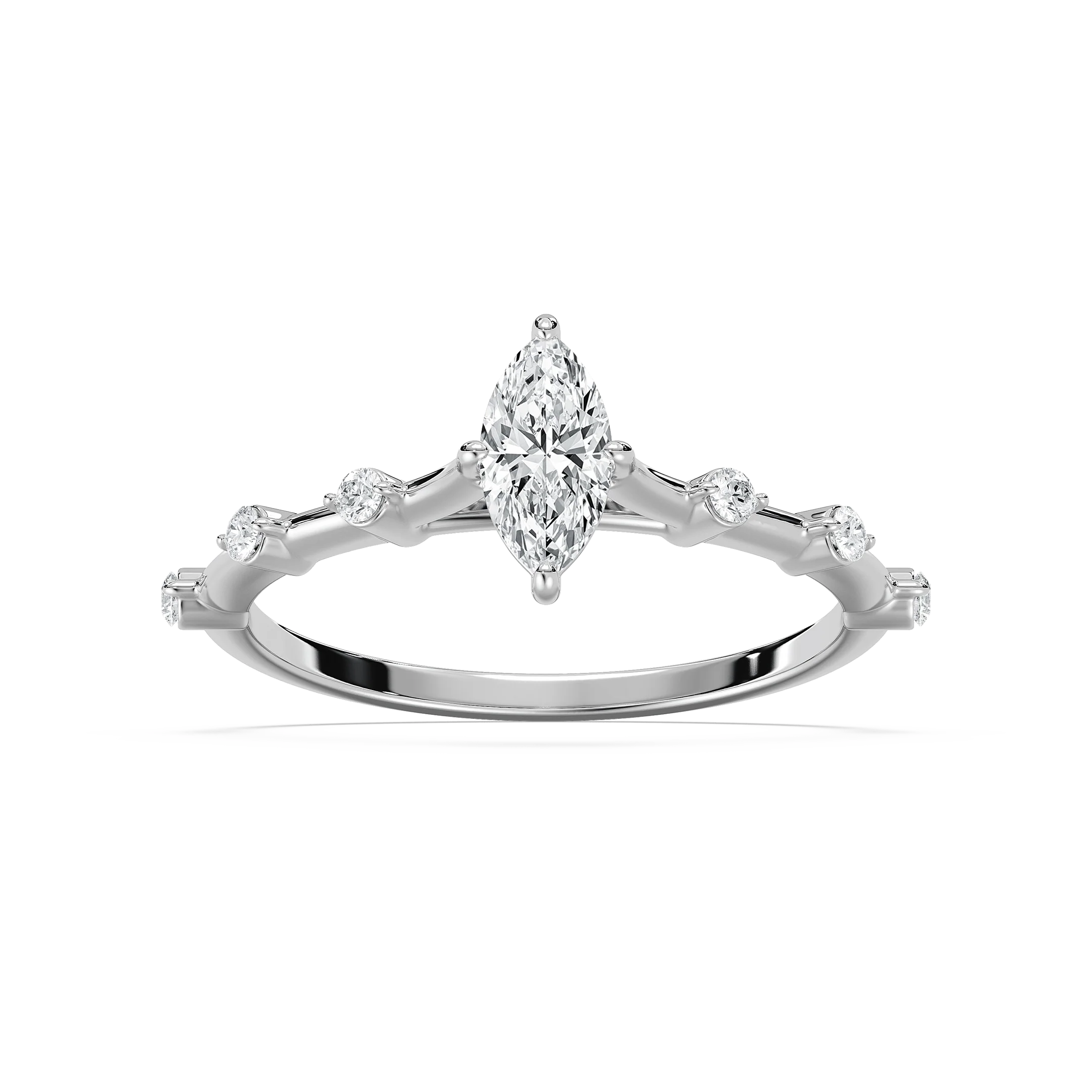 Nika 1/2 ctw Marquise Lab Grown Diamond Petite Floating Side Stone Promise Ring