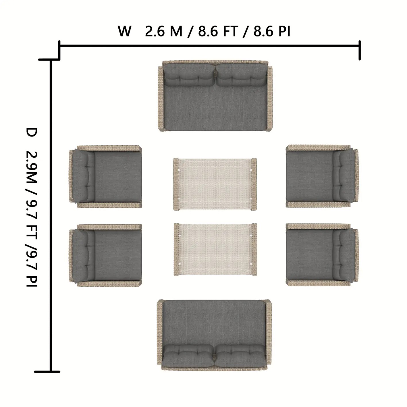 Corvus Armitage 8-piece Wicker Sofa Set with Cushions