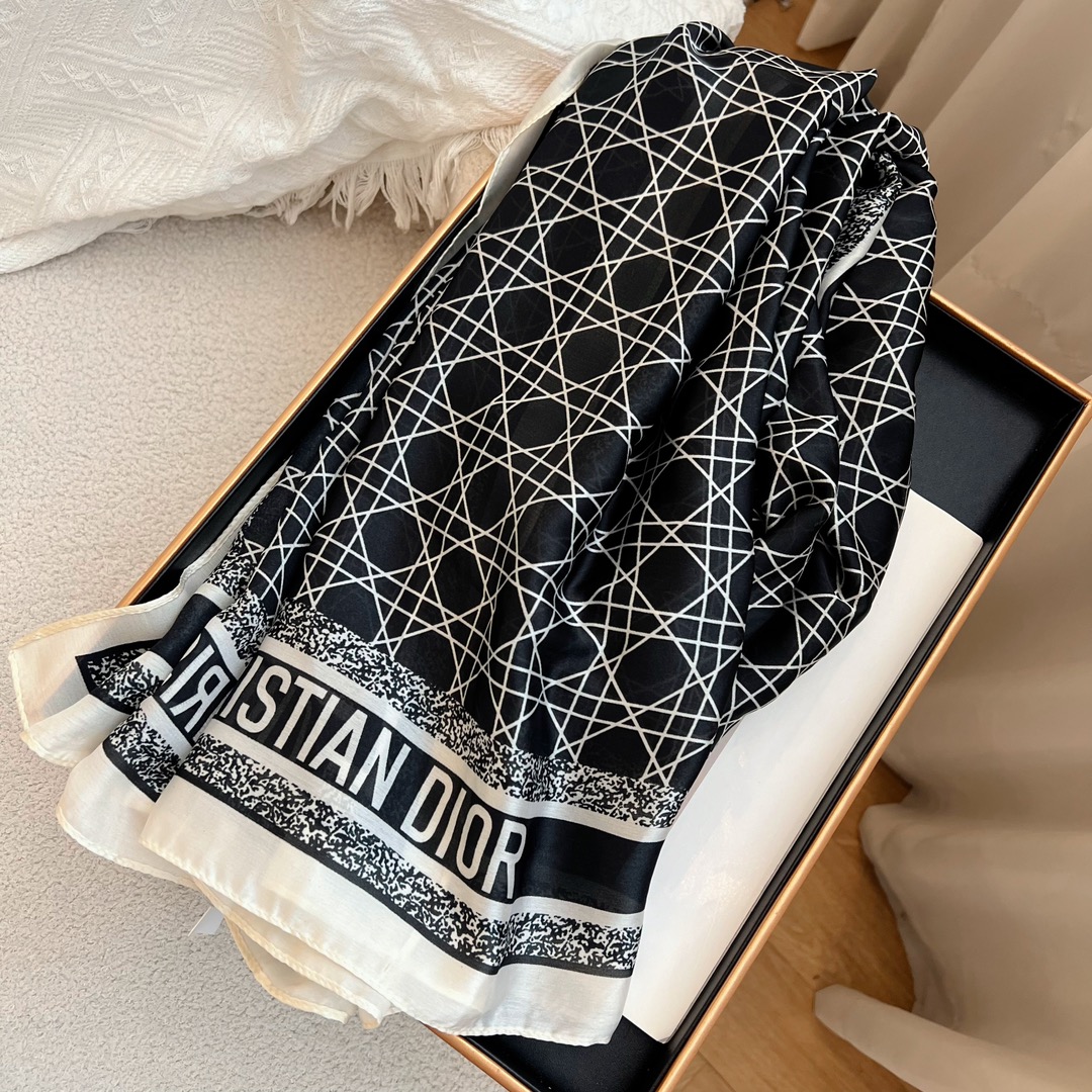 Dior Geometric Print Scarf Pink and Black 180 x 90 cm