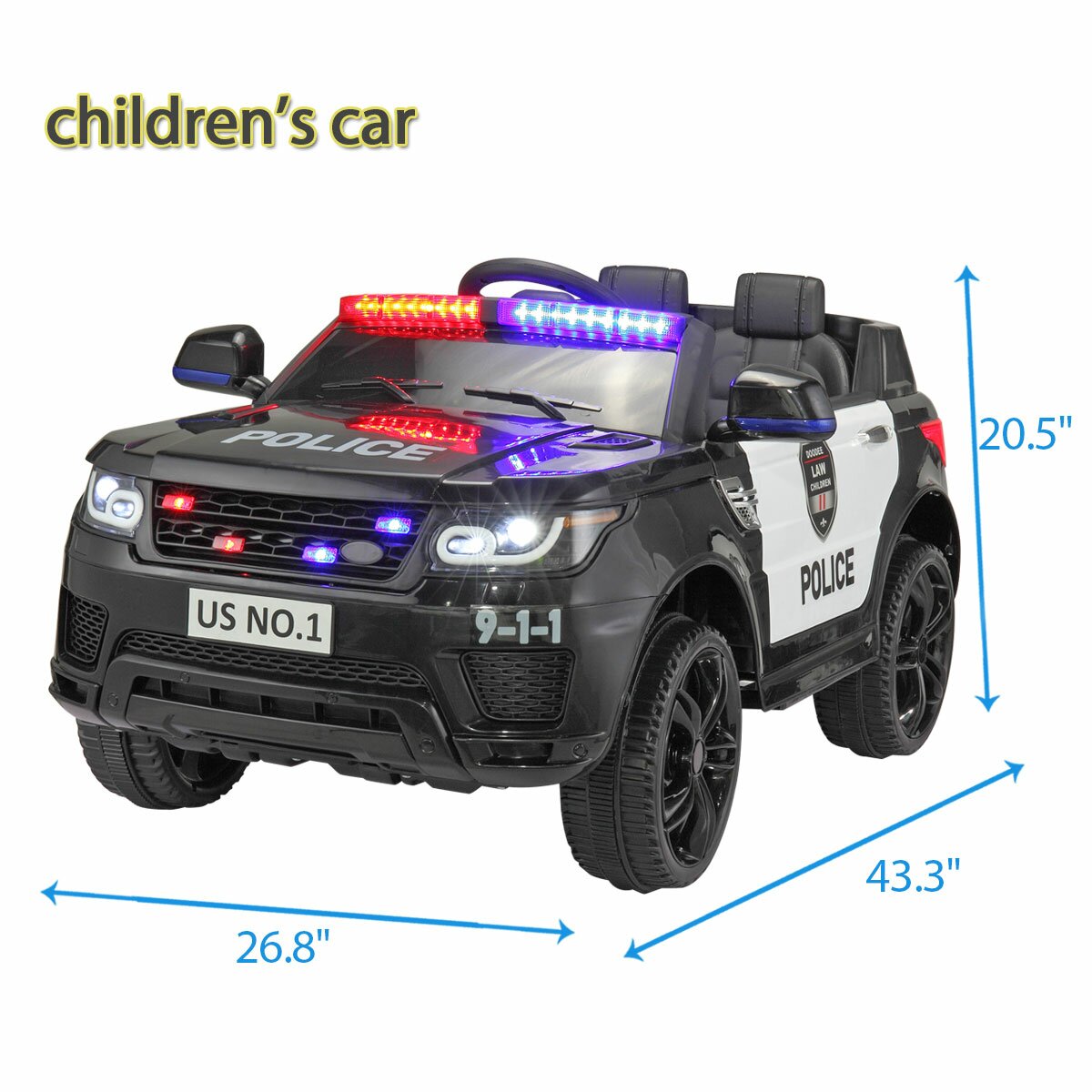 12V Kids Ride on Police Car with Remote Control