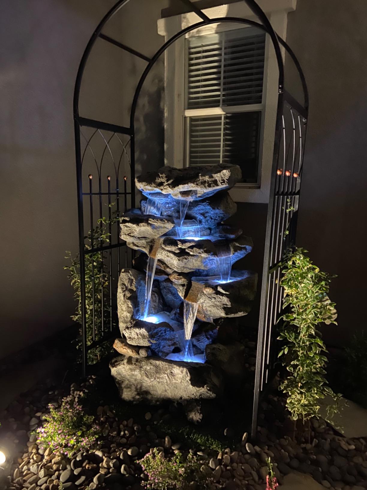 Rainforest Rock Tiered LED Lights Floor Fountain