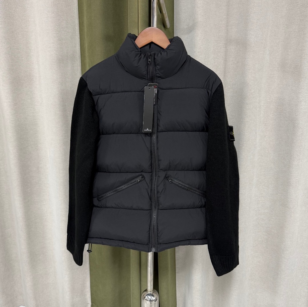 Hybrid Knit Spliced Quilted Puffer Jacket