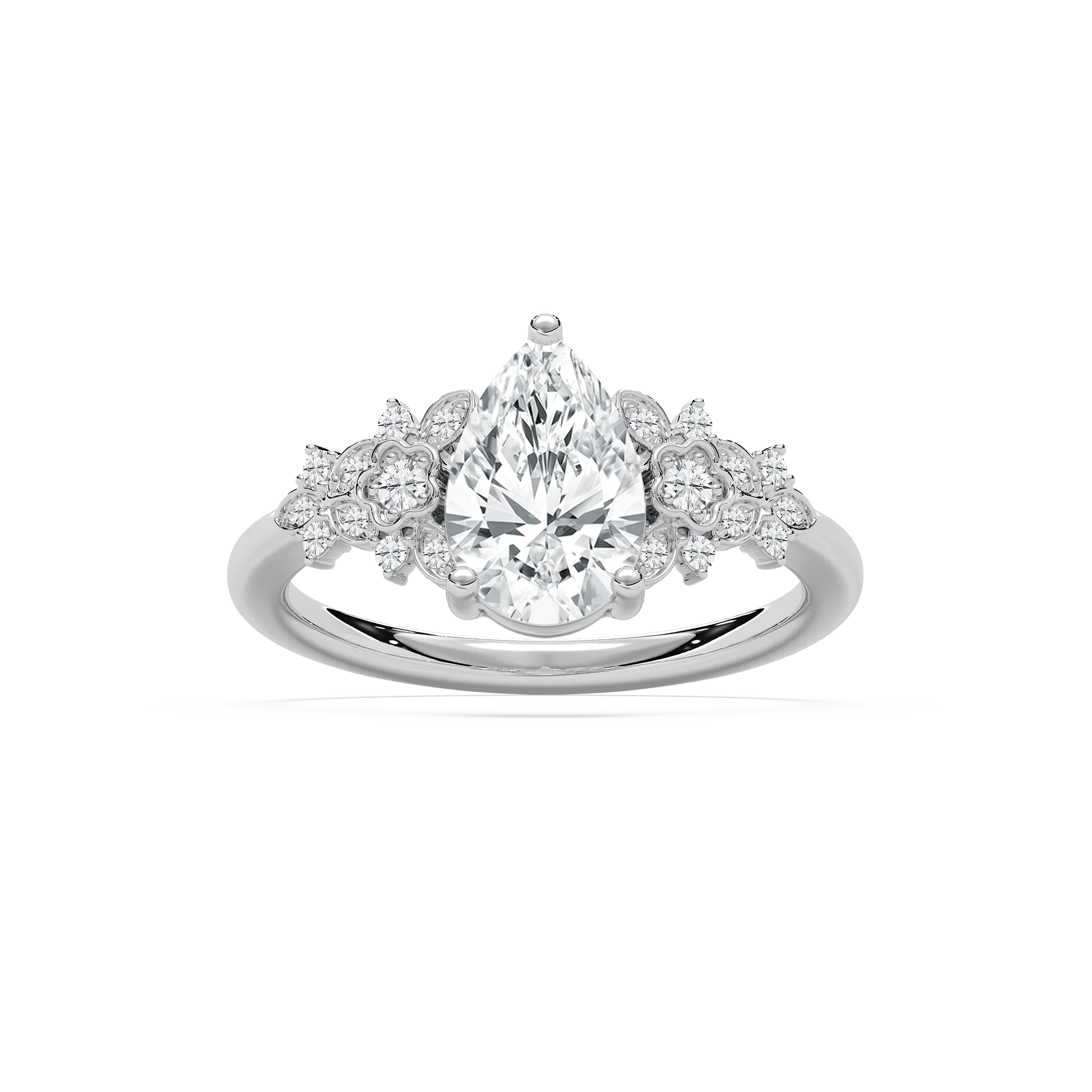 Amal 1 ²⁄₃ ctw Lab Grown Diamond Floral Side Stone Engagement Ring