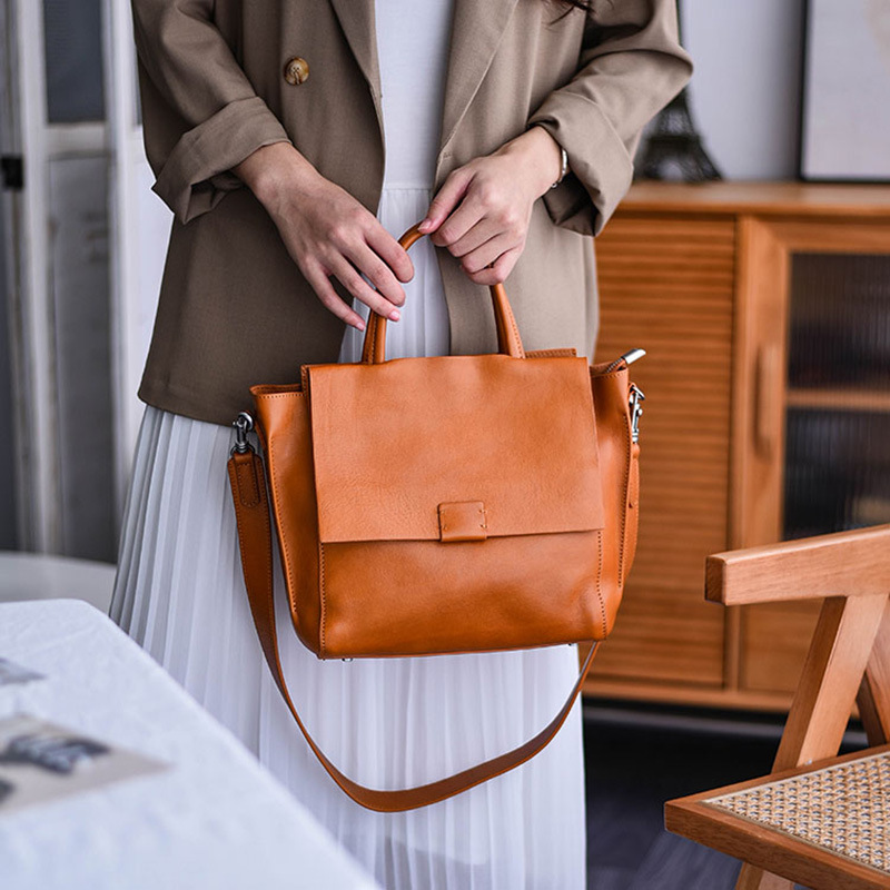 Soft-Structured Leather Satchel
