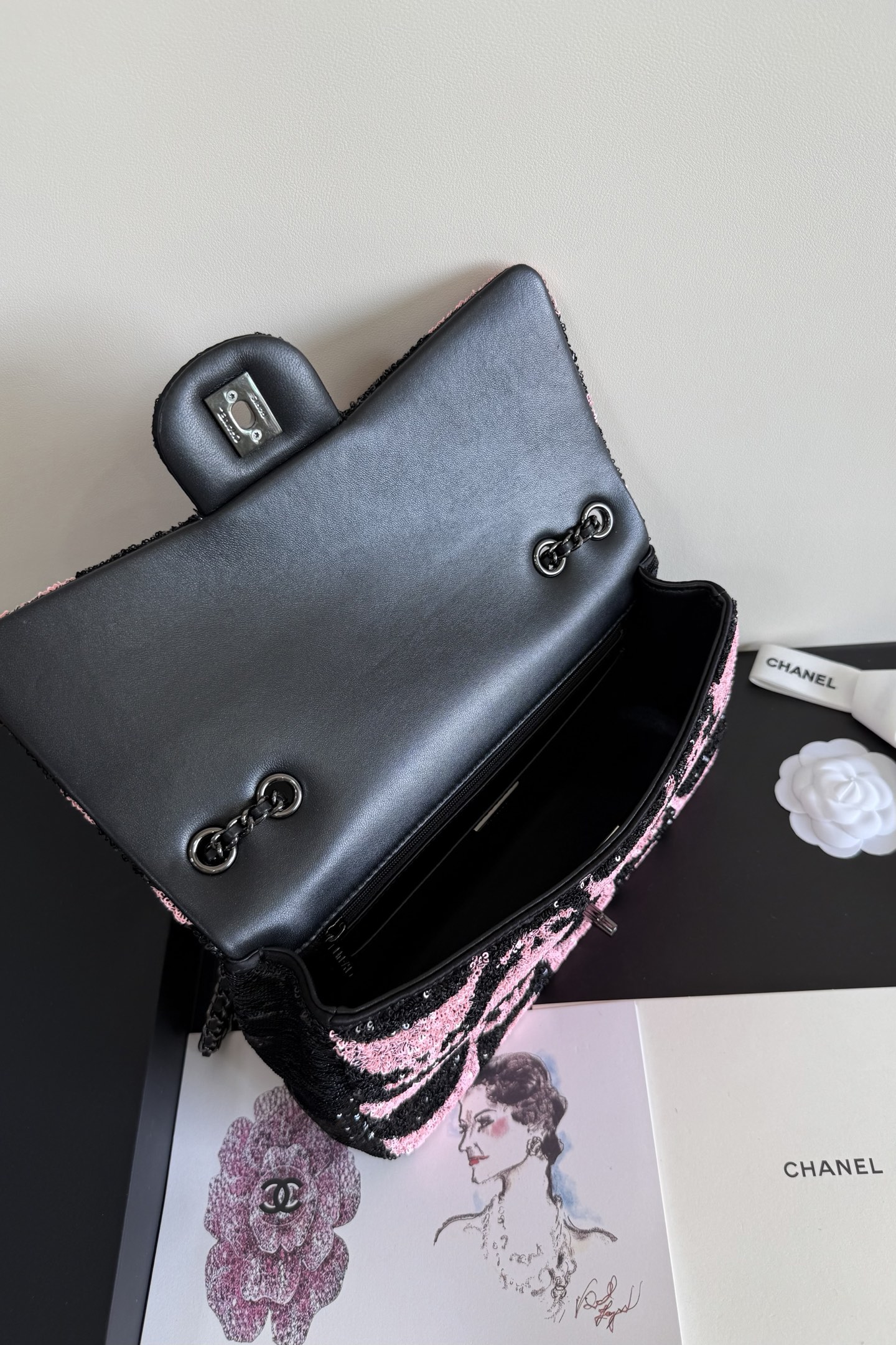 Chanel Flap Bag, Sequins & Ruthenium‑Finish Metal (Top-tier version)