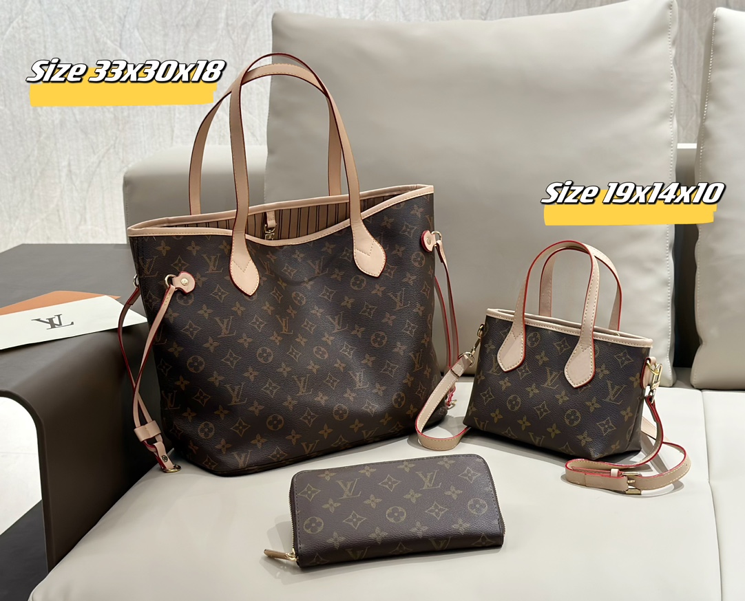 LV neverfull three piece combination set