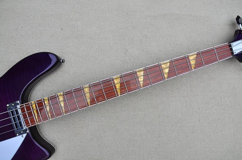 Purple body 4 Strings Electric Bass guitar Flame maple veneer Chrome Hardware