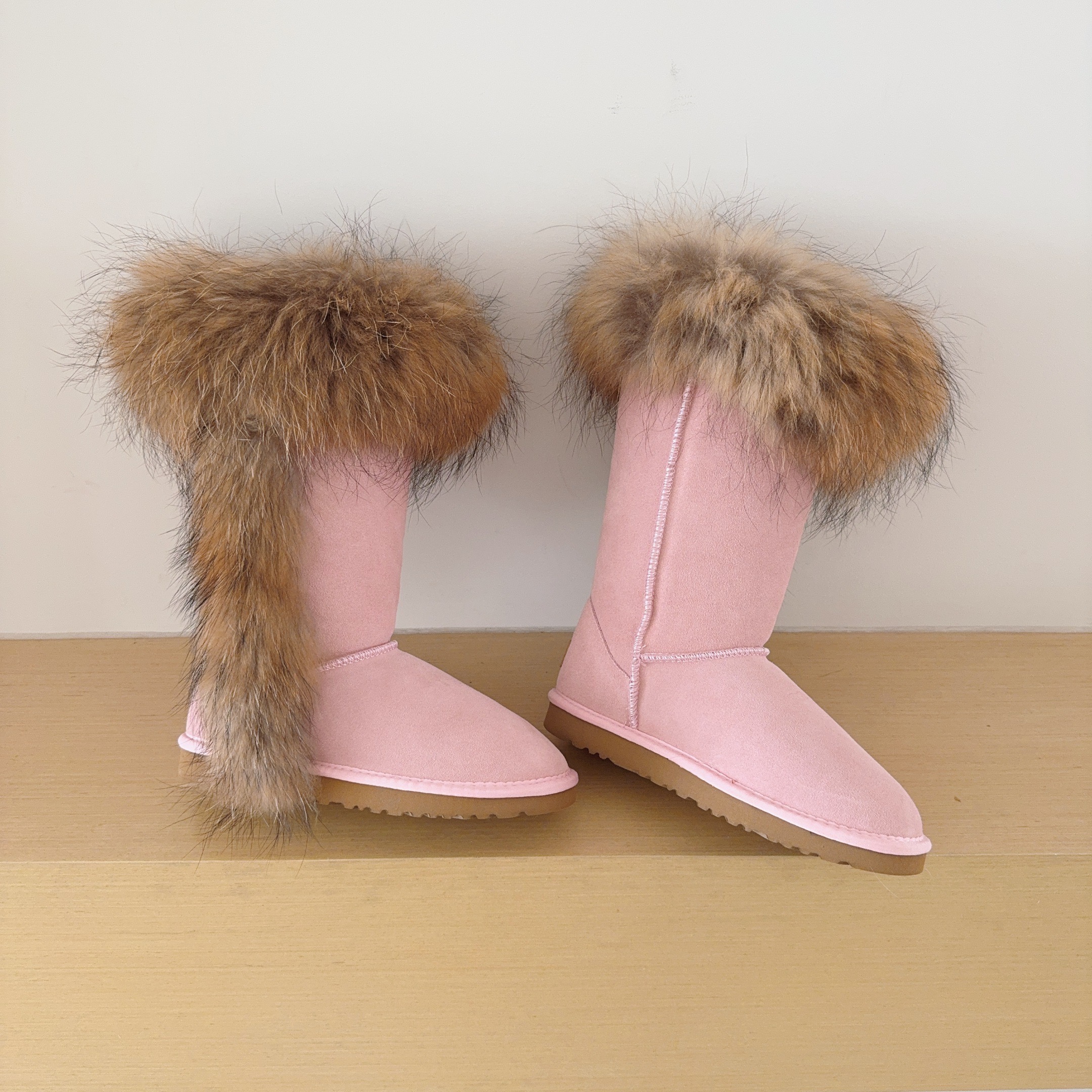 5815 Genuine Fur Trim Tall Boots